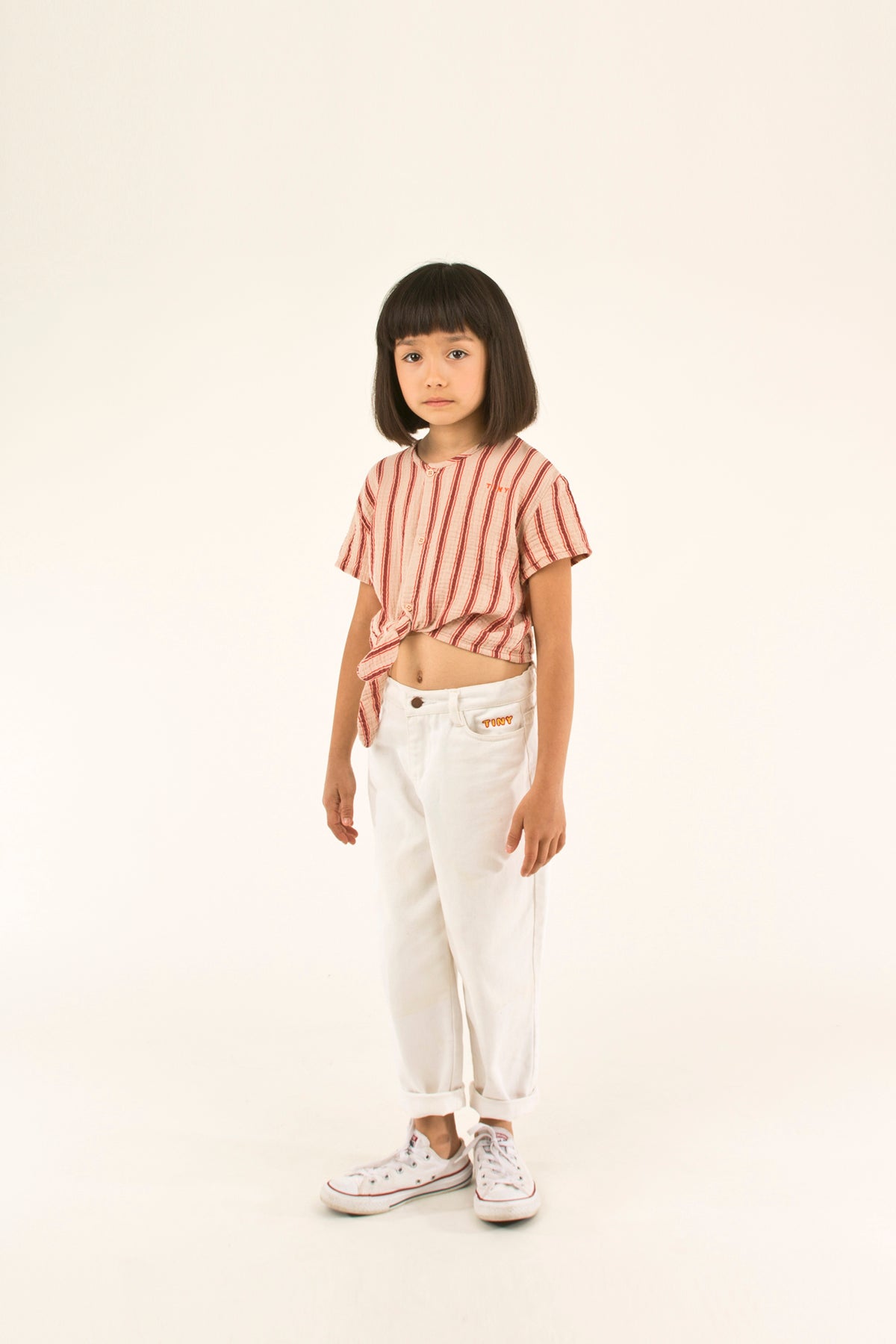 Boys & Girls White Tiny Denim Trousers