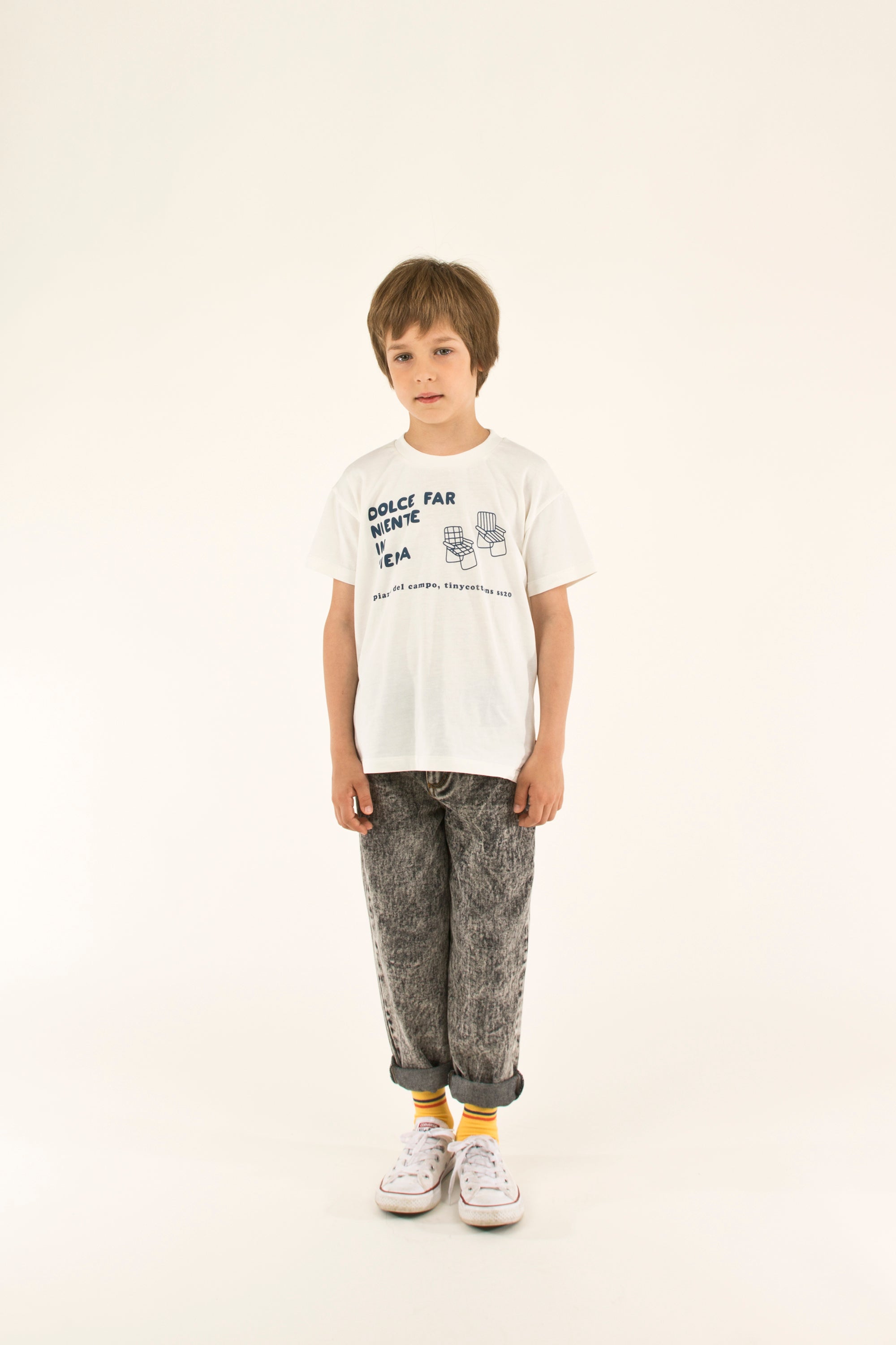 Boys & Girls White Cotton T-shirt
