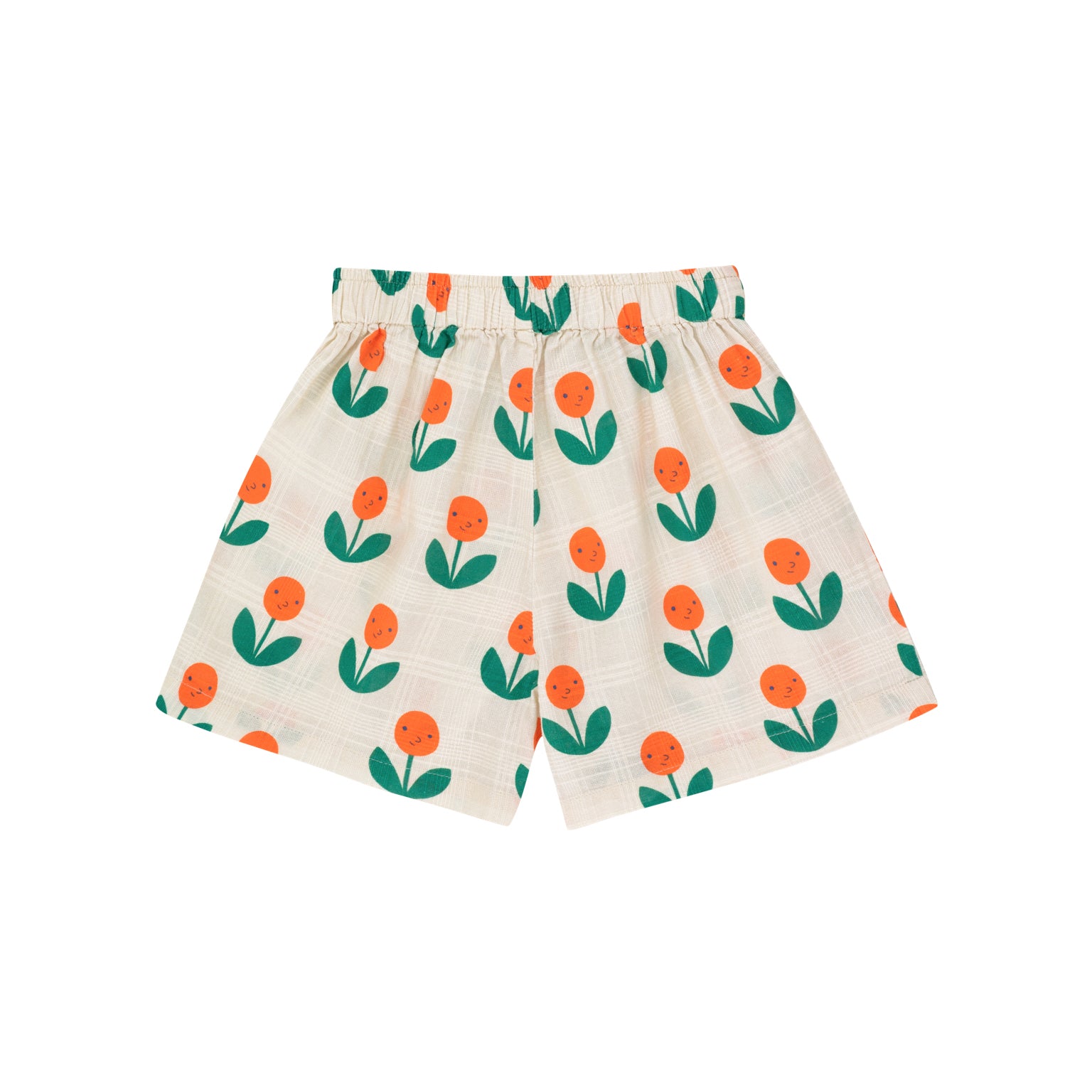 Girls Cream Flower Cotton Shorts