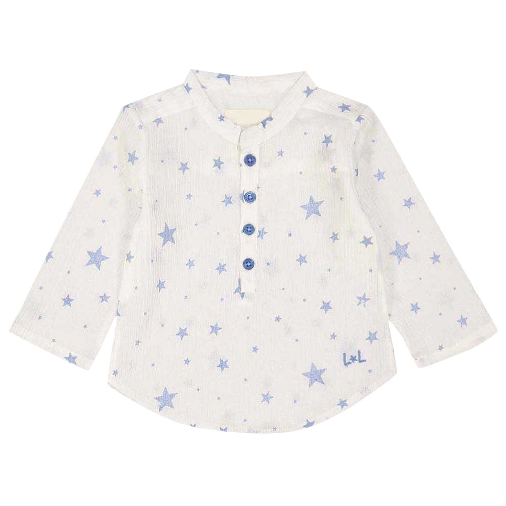 Baby Boys White Star Printed Cotton Shirt