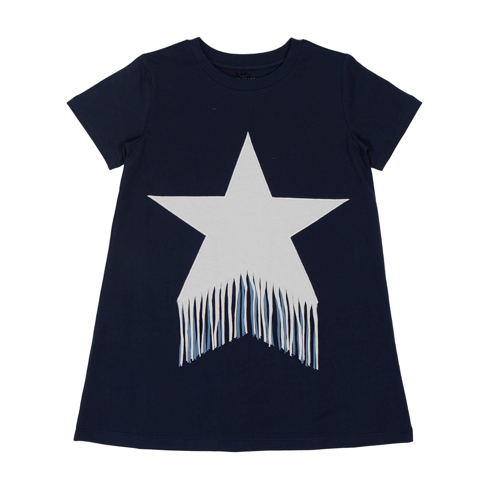 Girls Blue Tassel Cotton Dress