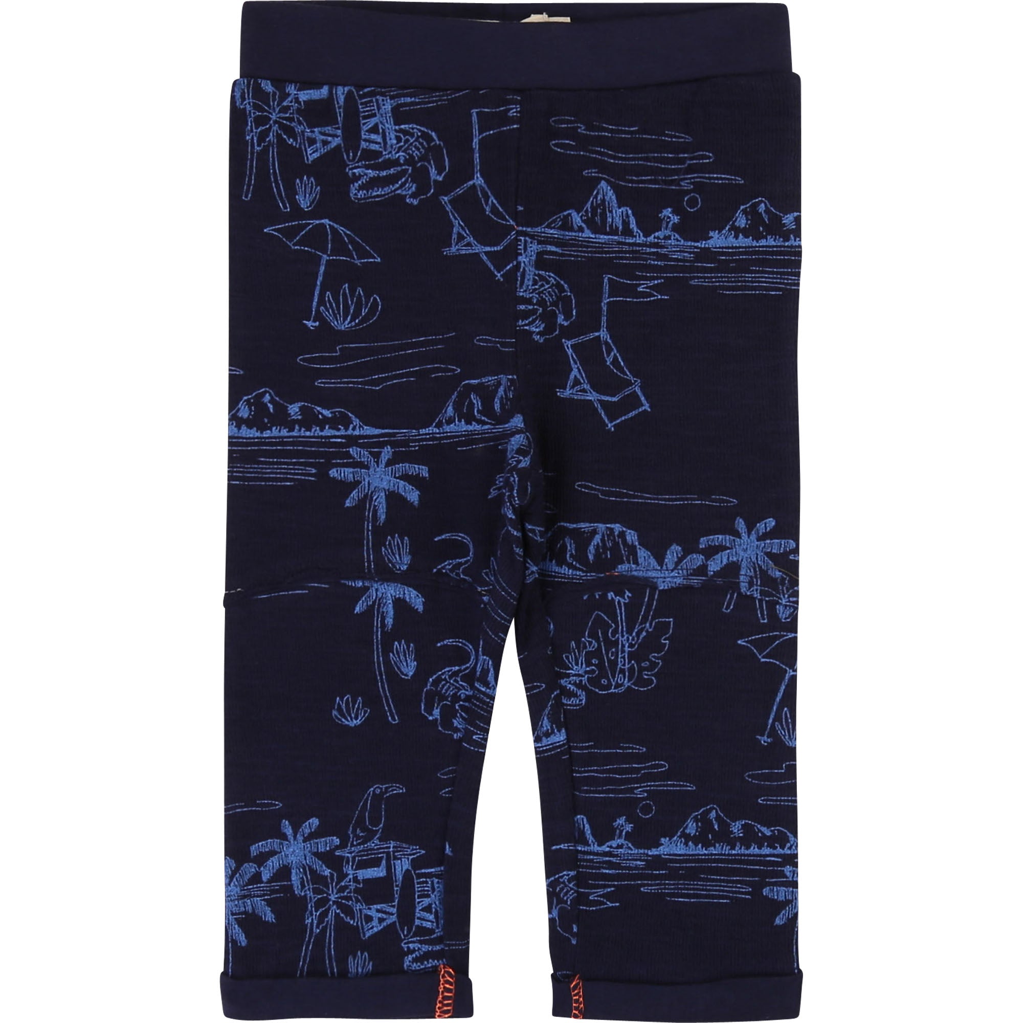 Boys Indigo Blue Printed Cotton Leggings