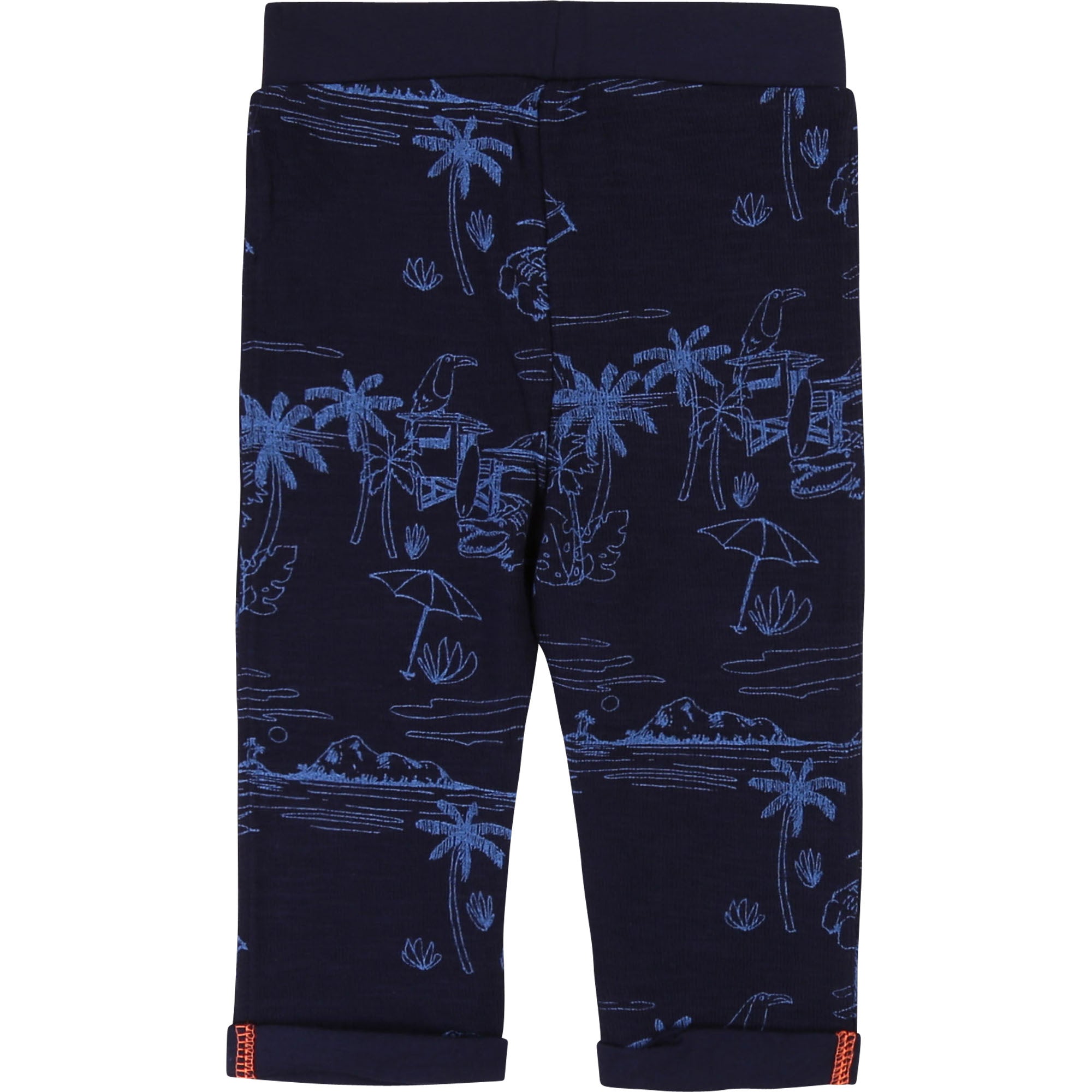 Boys Indigo Blue Printed Cotton Leggings