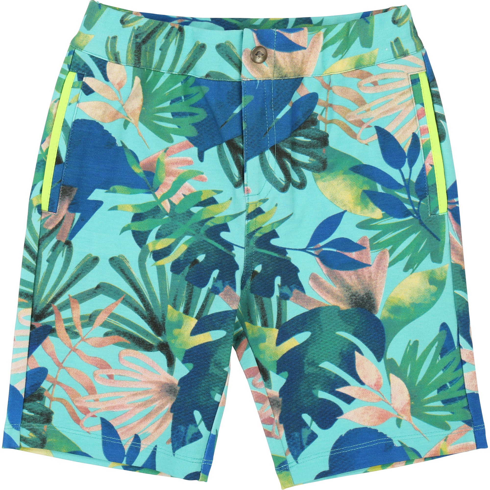 Boys Green & Blue Leaves Shorts