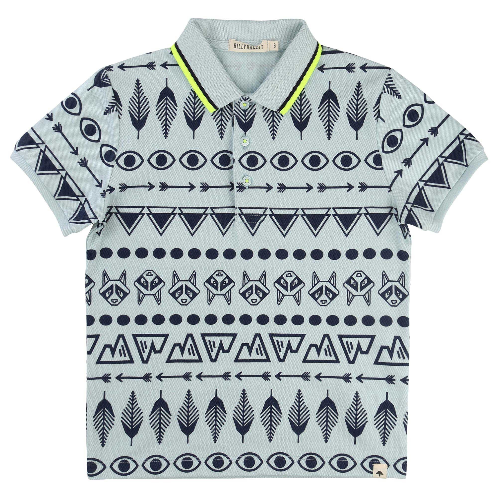 Boys Blue Patterned Polo Shirt