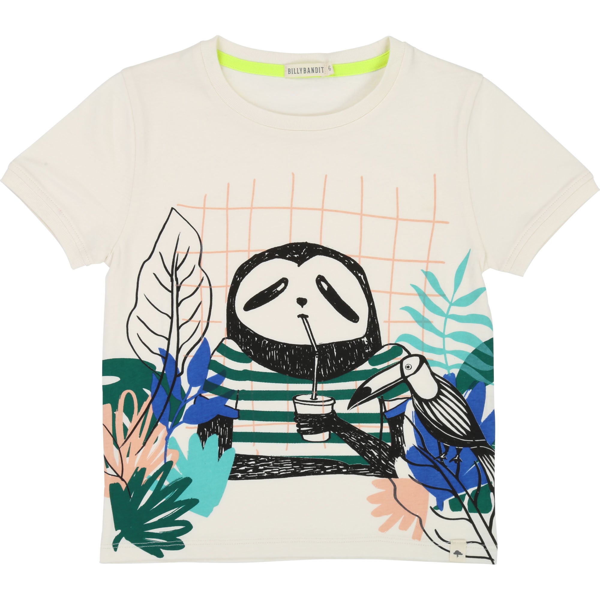 Boys Rice White Printed Cotton T-shirt