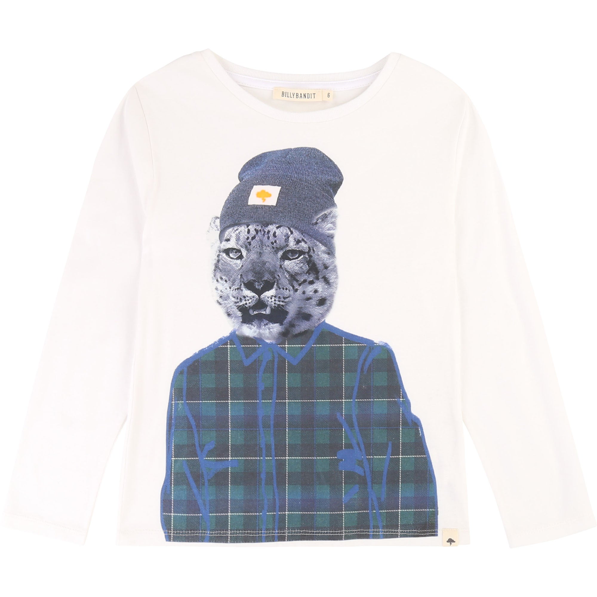 Boys White Printed Cotton Sweater
