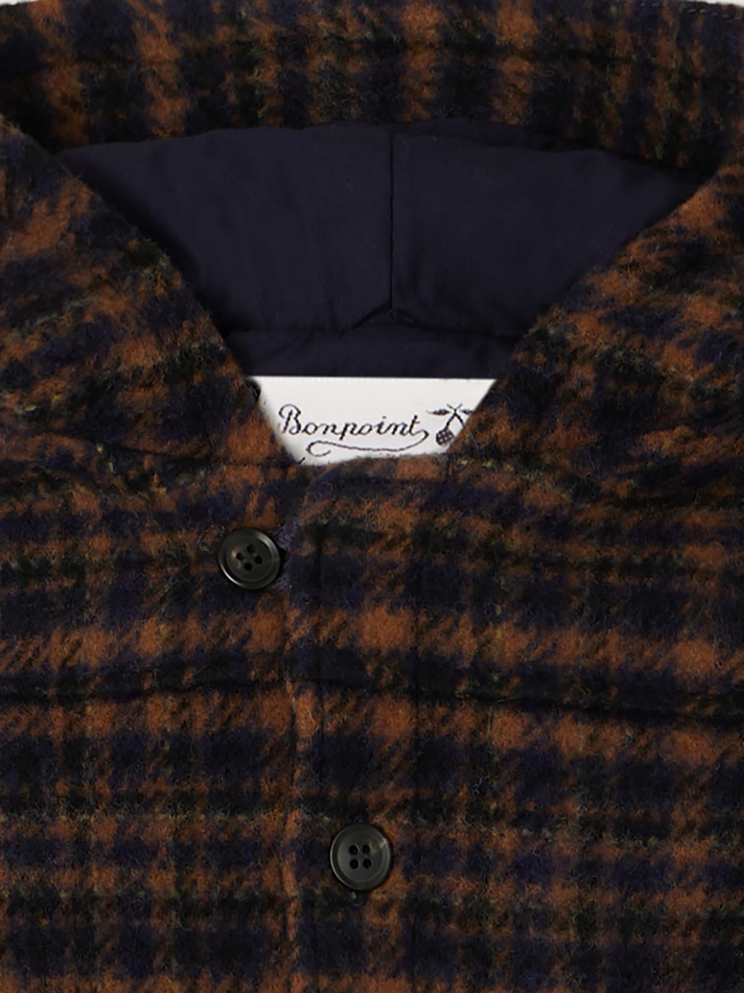 Baby Boys Brown Check Wool Coat