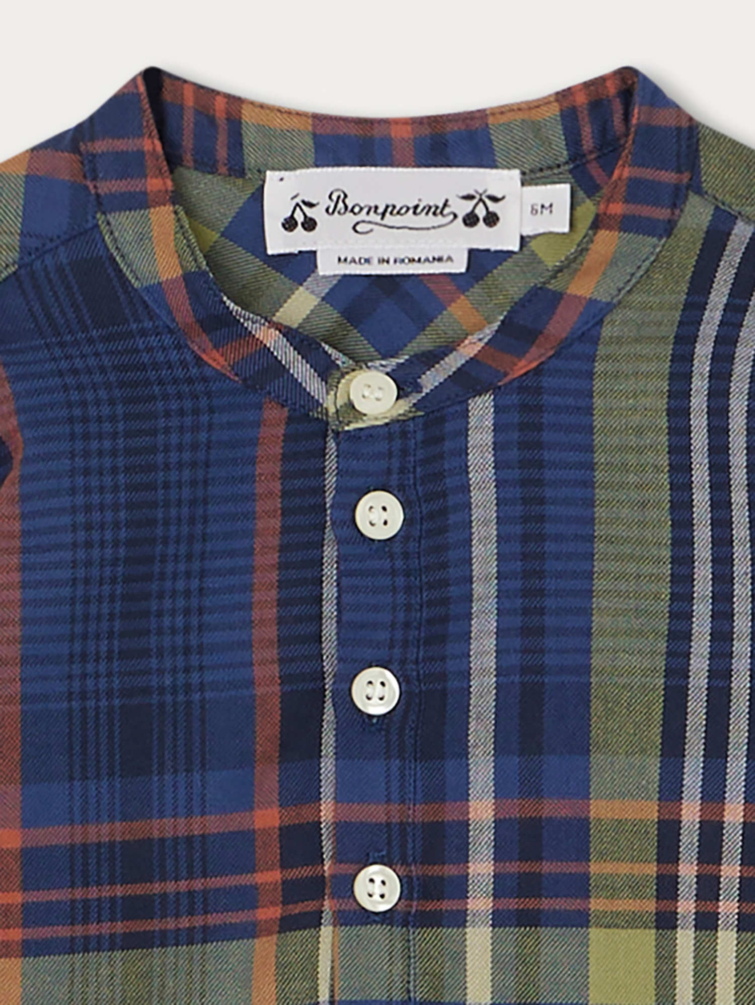 Baby Boys Navy Check Cotton Shirt