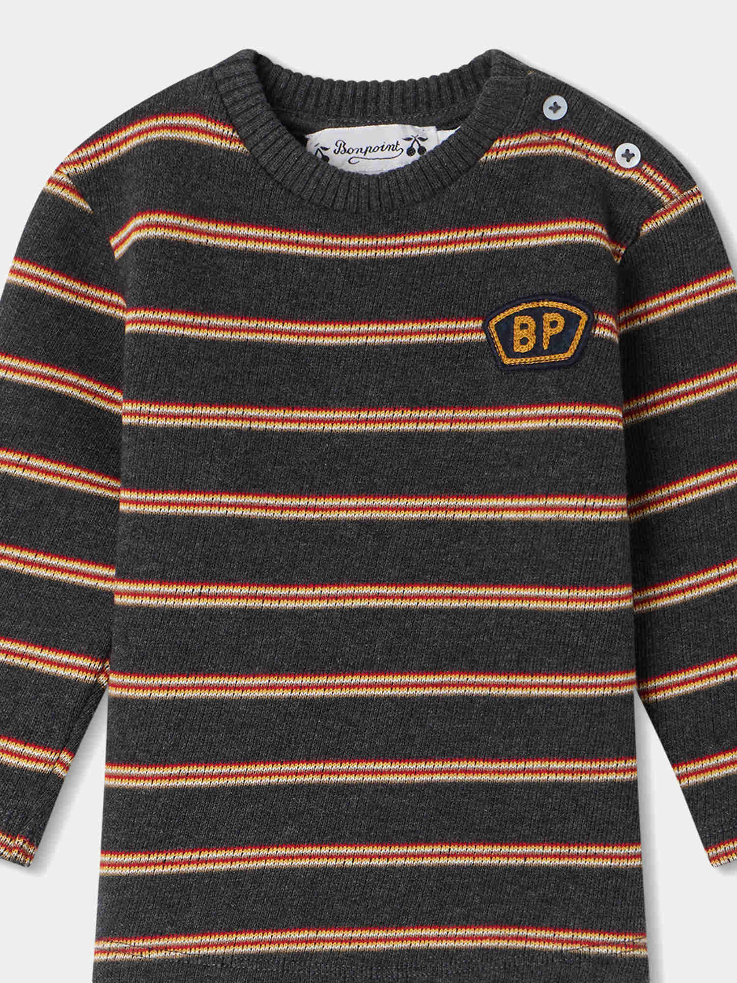 Baby Boys Grey Stripes Cotton Sweatshirt