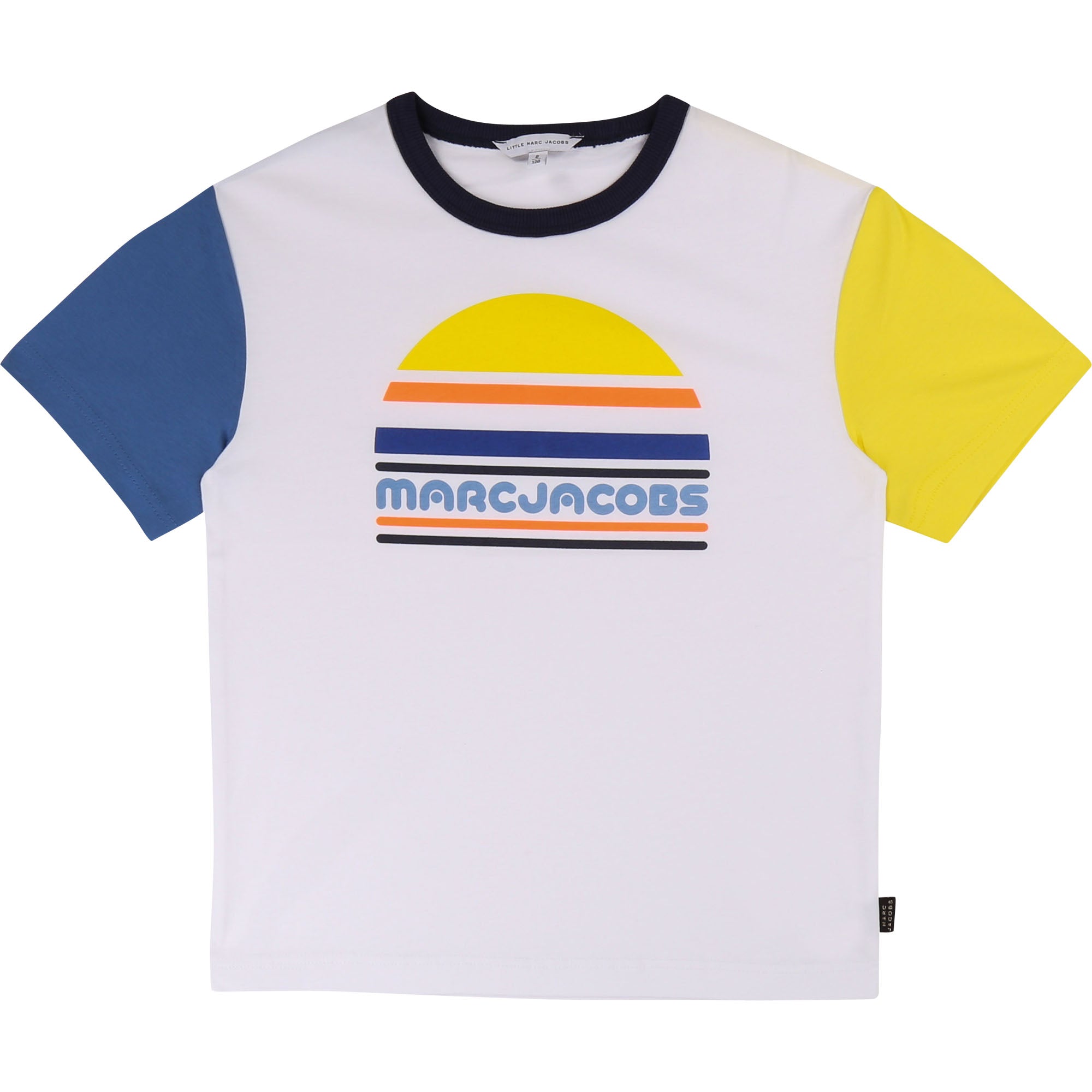 Boys White & Yellow Cotton T-shirt