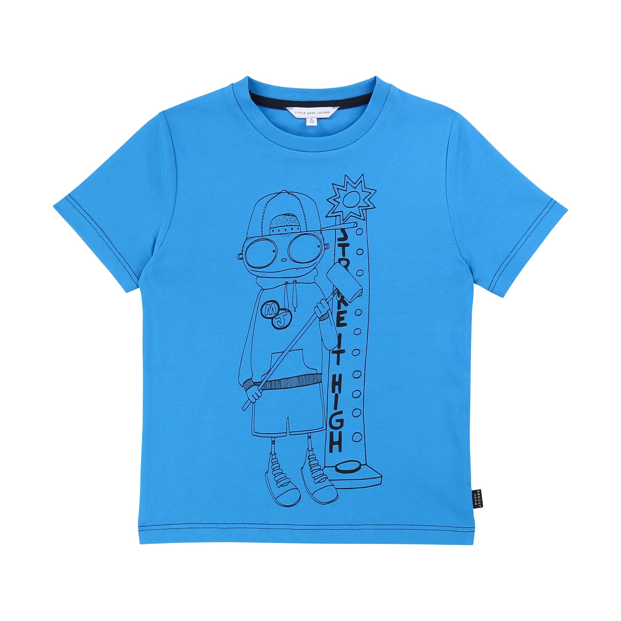 Boys Blue Pattern Cotton T-shirt