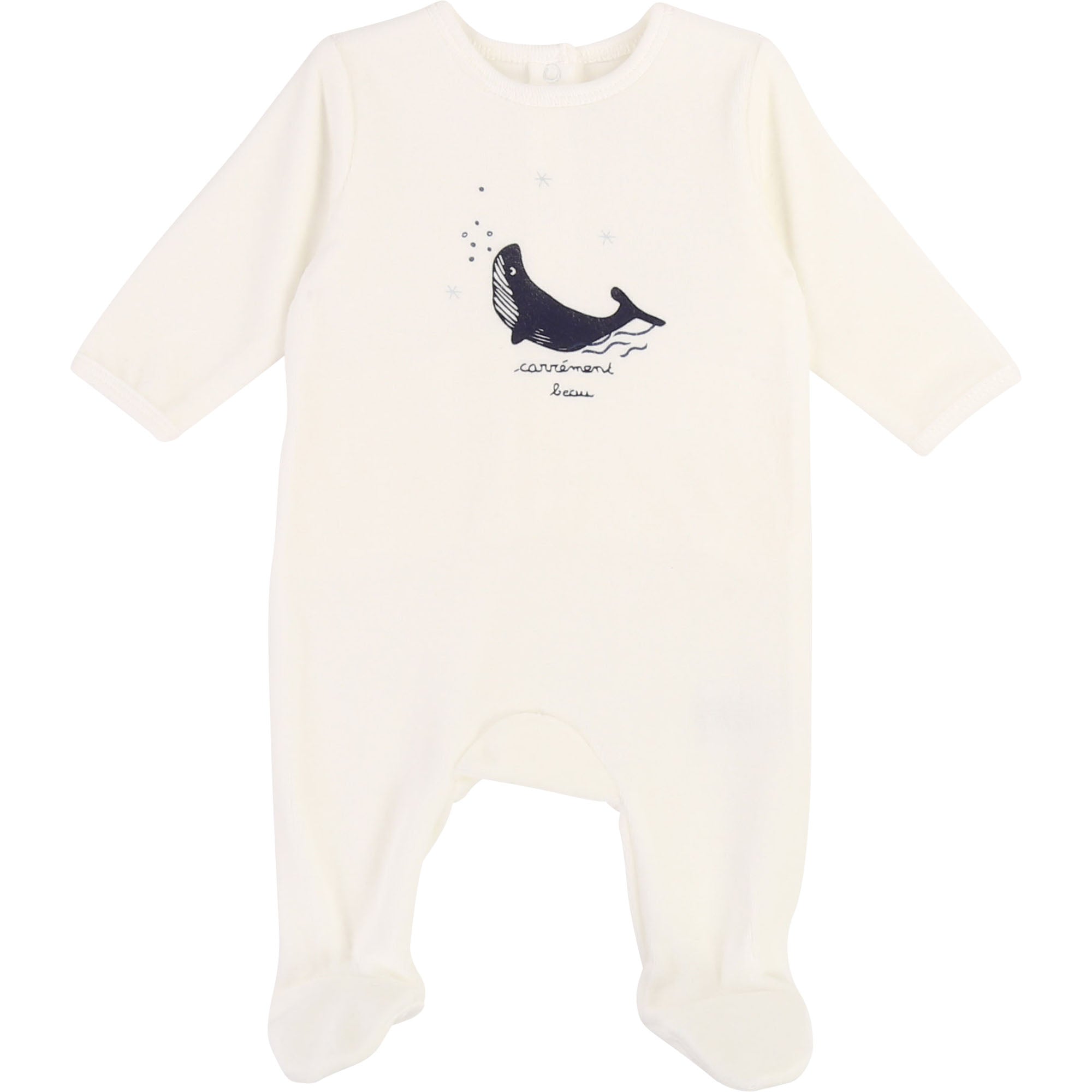 Baby Boys White Pattern Cotton Babysuit