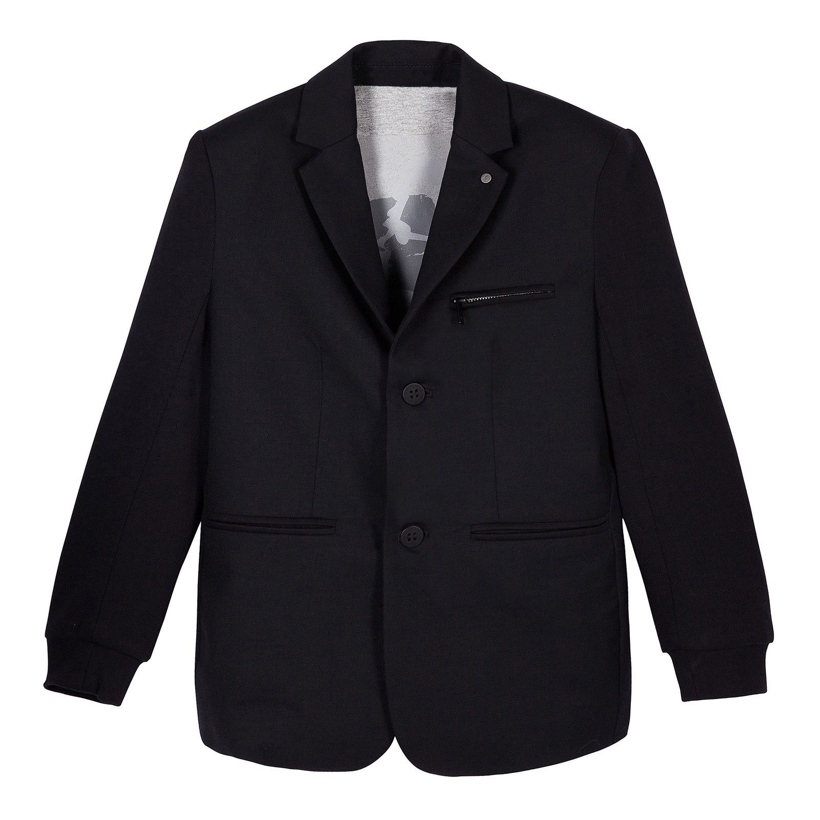 Boys Black Wool Ribbed Cuffs Blazer - CÉMAROSE | Children's Fashion Store