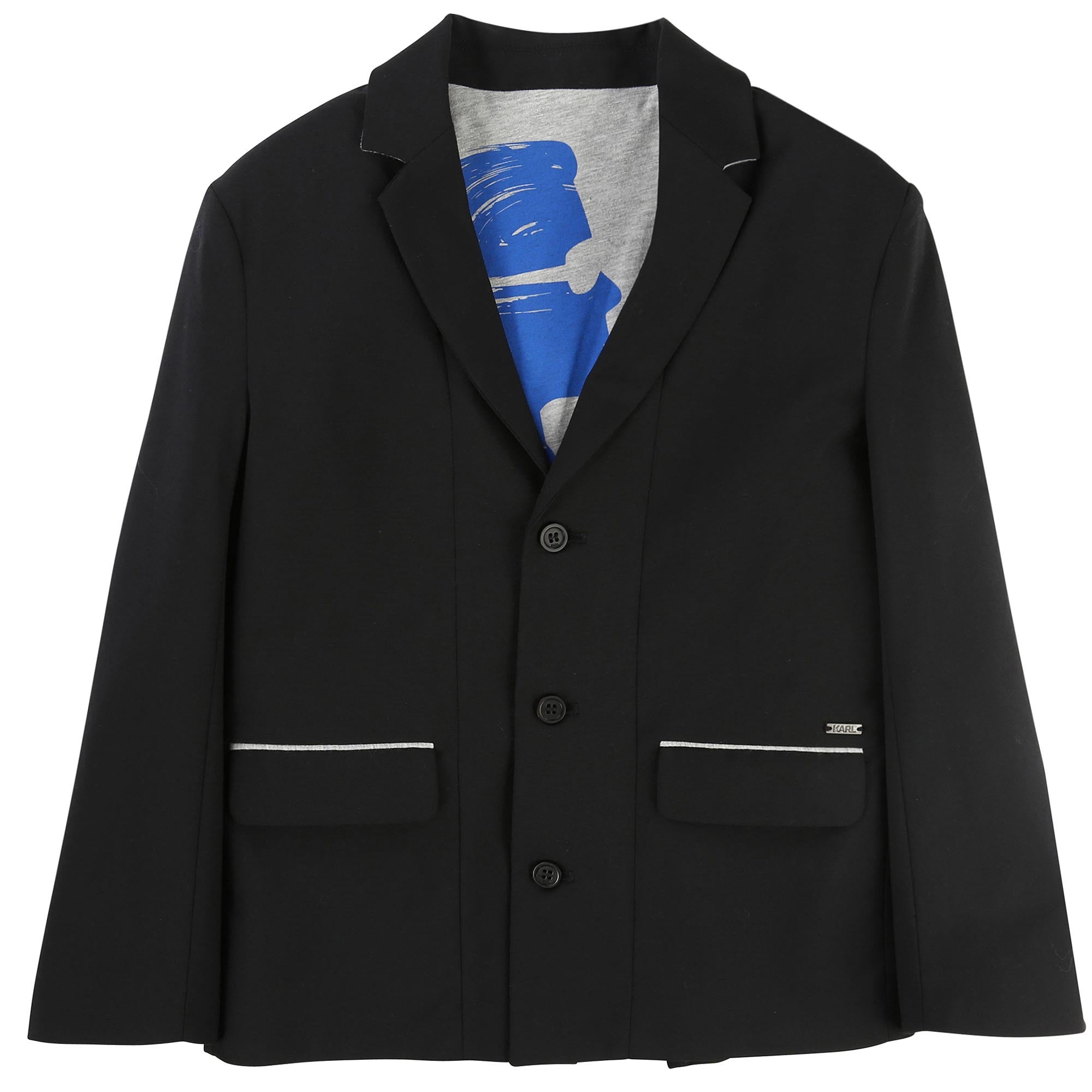 Boys Black Ribbed Cuffs Blazer - CÉMAROSE | Children's Fashion Store - 1