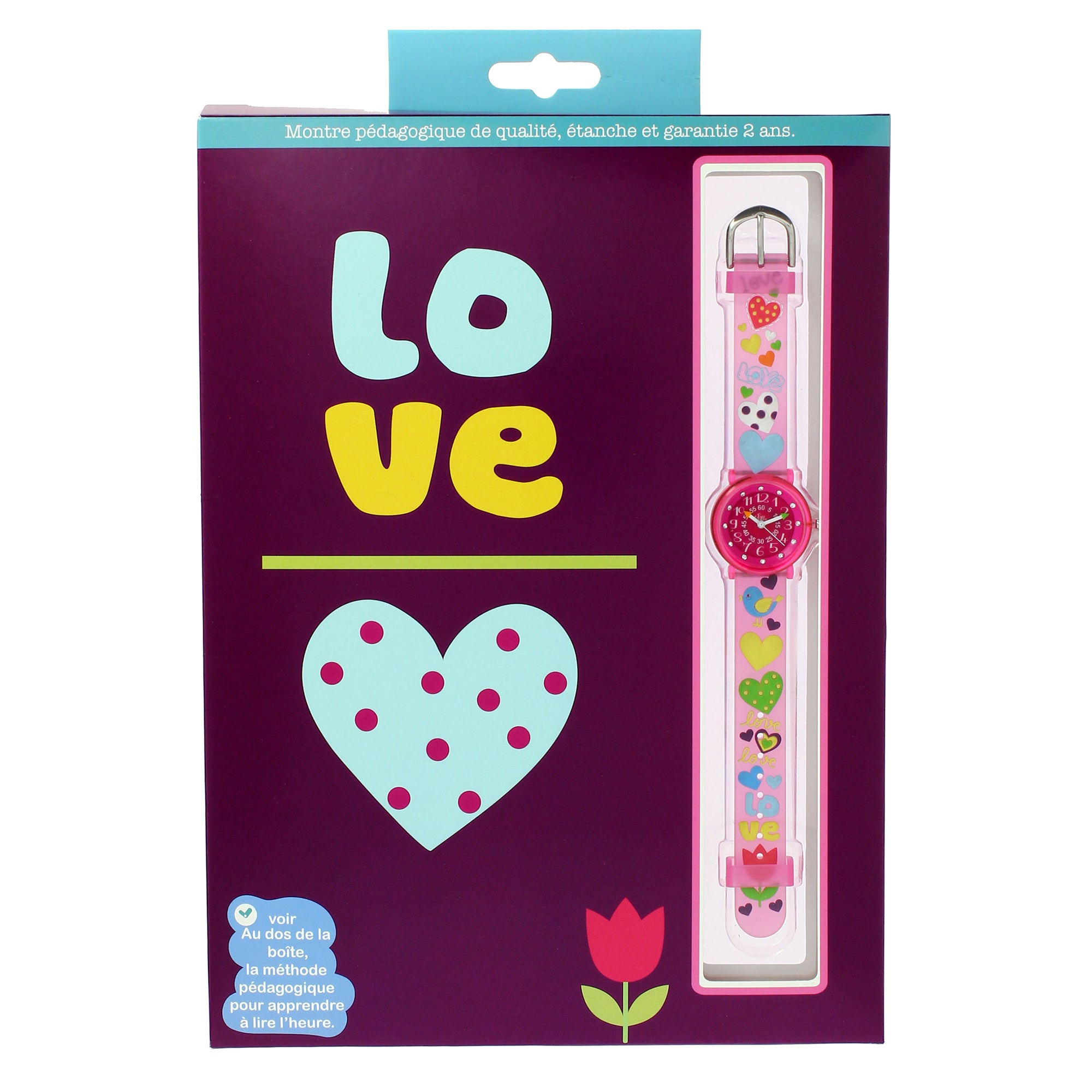 Girls Pink Love Watch(6-9Y)