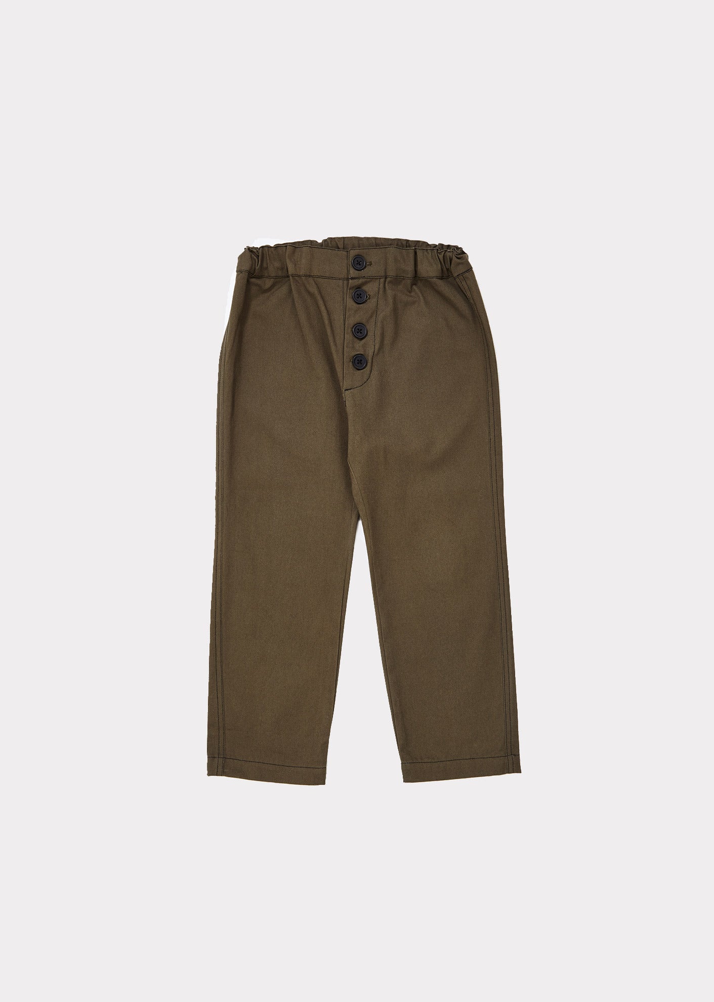 Boys & Girls Dark Green Cotton Trousers