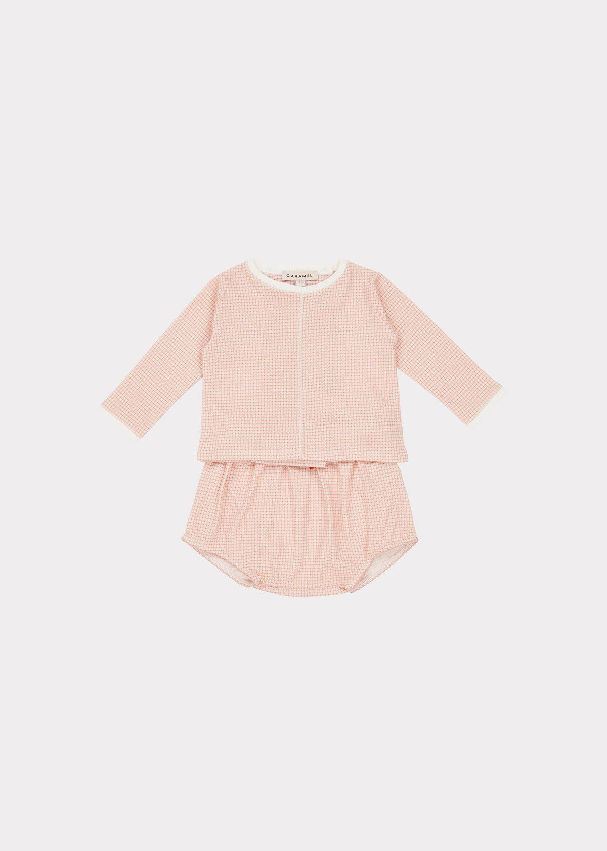Ensemble en coton à carreaux roses pour bébés filles