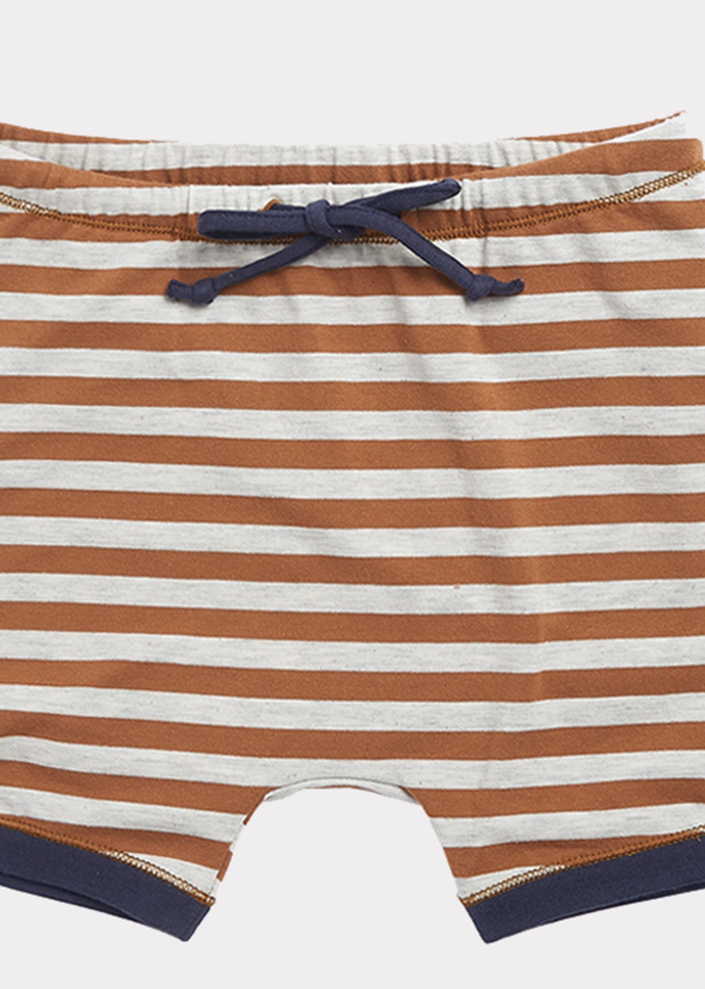 Short en coton rayé marron pour bébé fille
