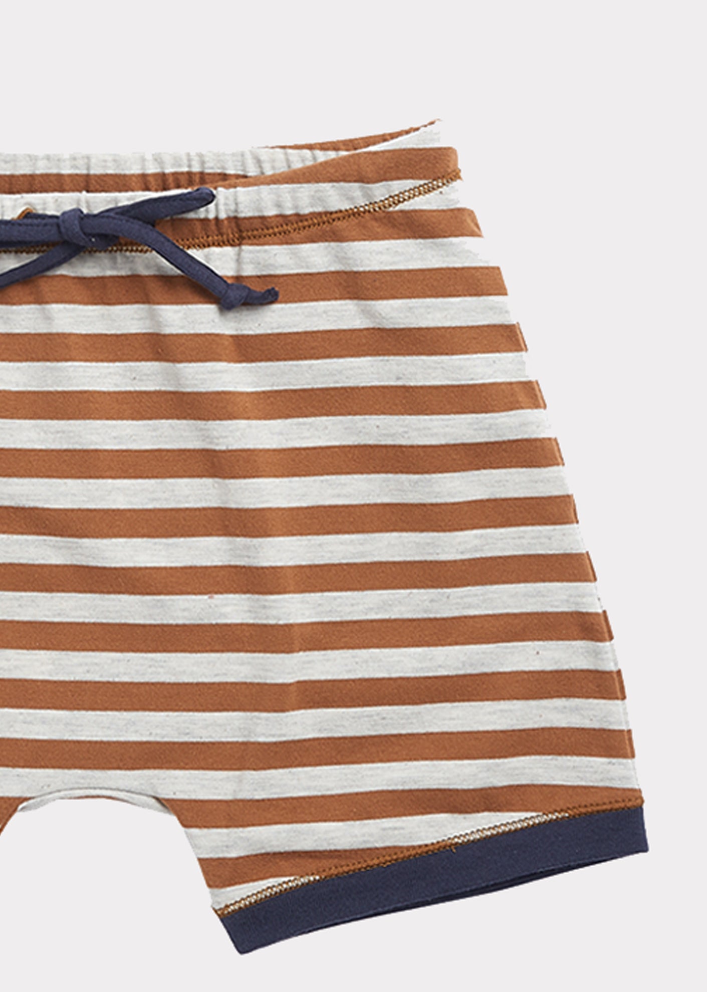 Short en coton rayé marron pour bébé fille
