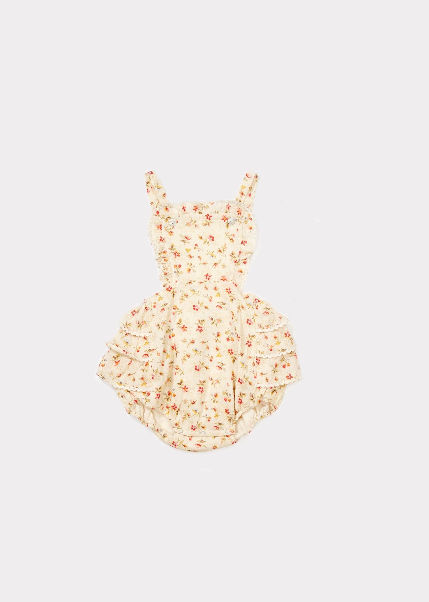 Baby Girls Pink Cotton Woven Romper