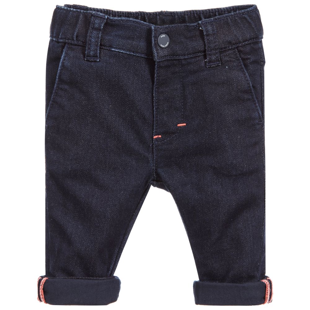 Baby Boys Denim Black Cotton Trousers