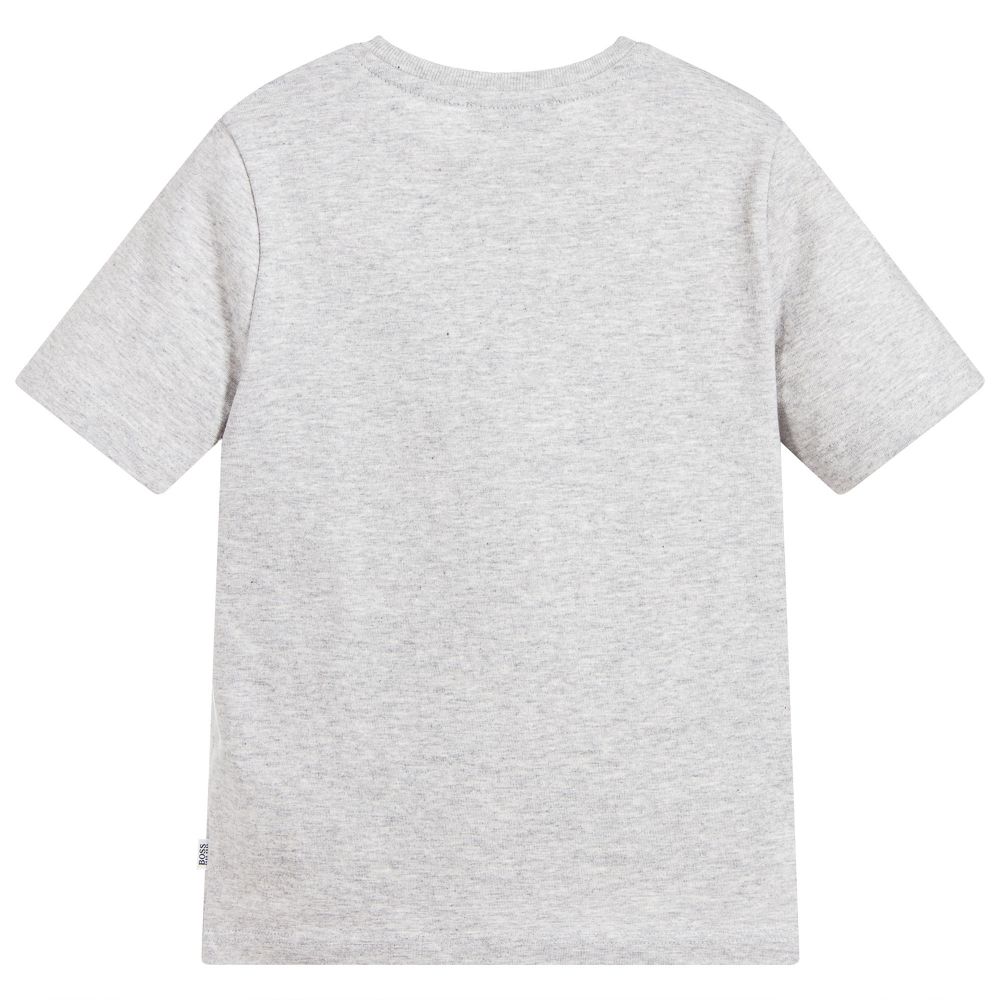 Boys Grey Logo Printed T-shirt