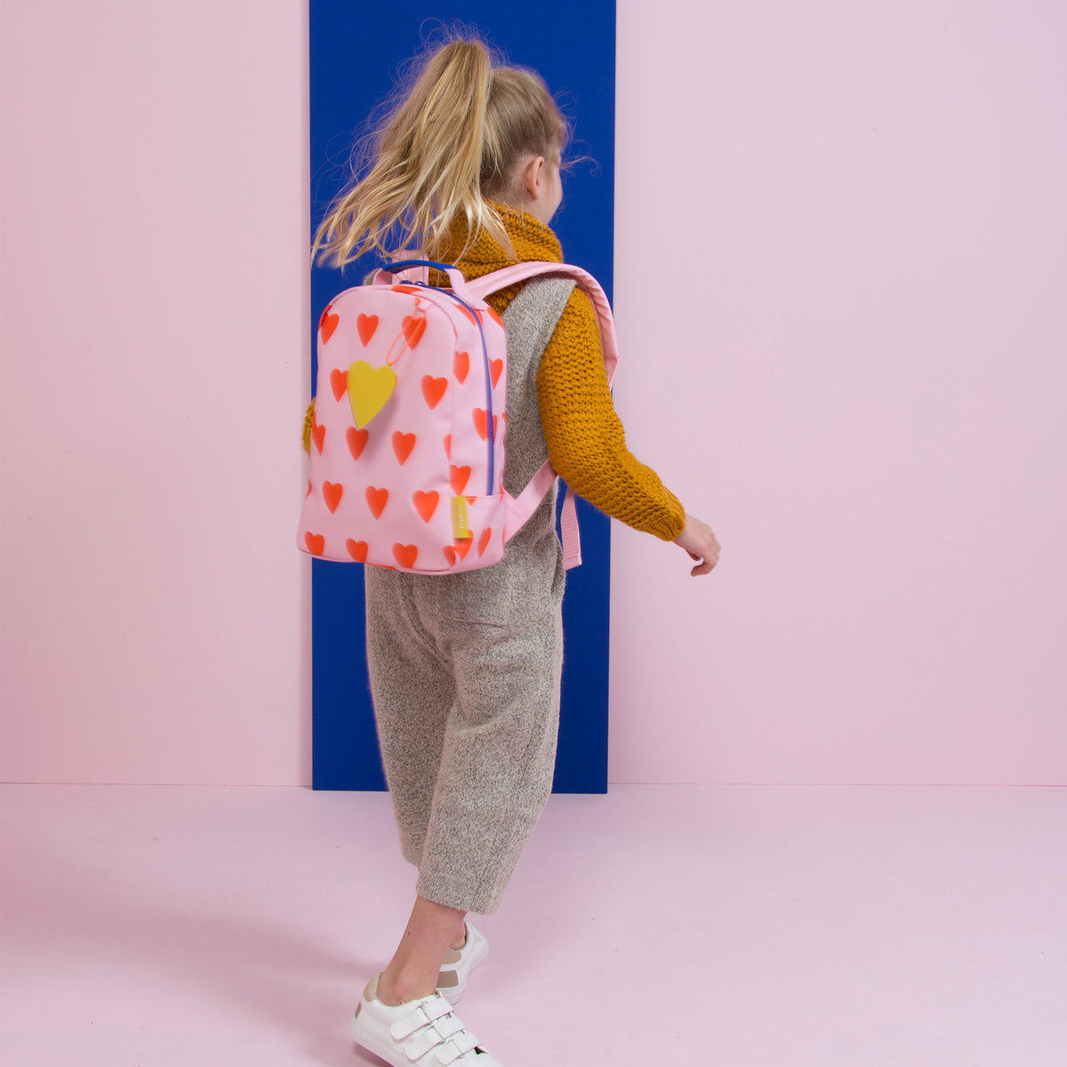 Sac à dos Mini Cœurs Rose Doux et Orange pour Filles (20 x 10 x 30 cm)