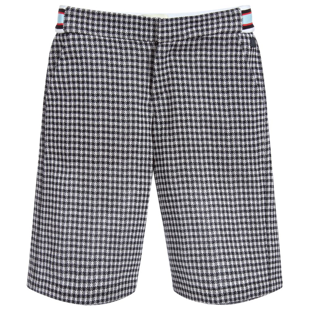 Boys Black Check Shorts