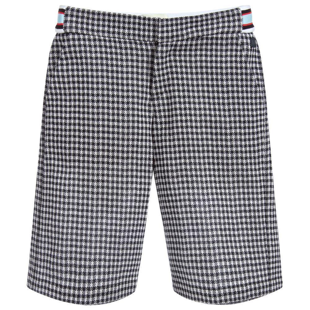 Boys Black Check Shorts