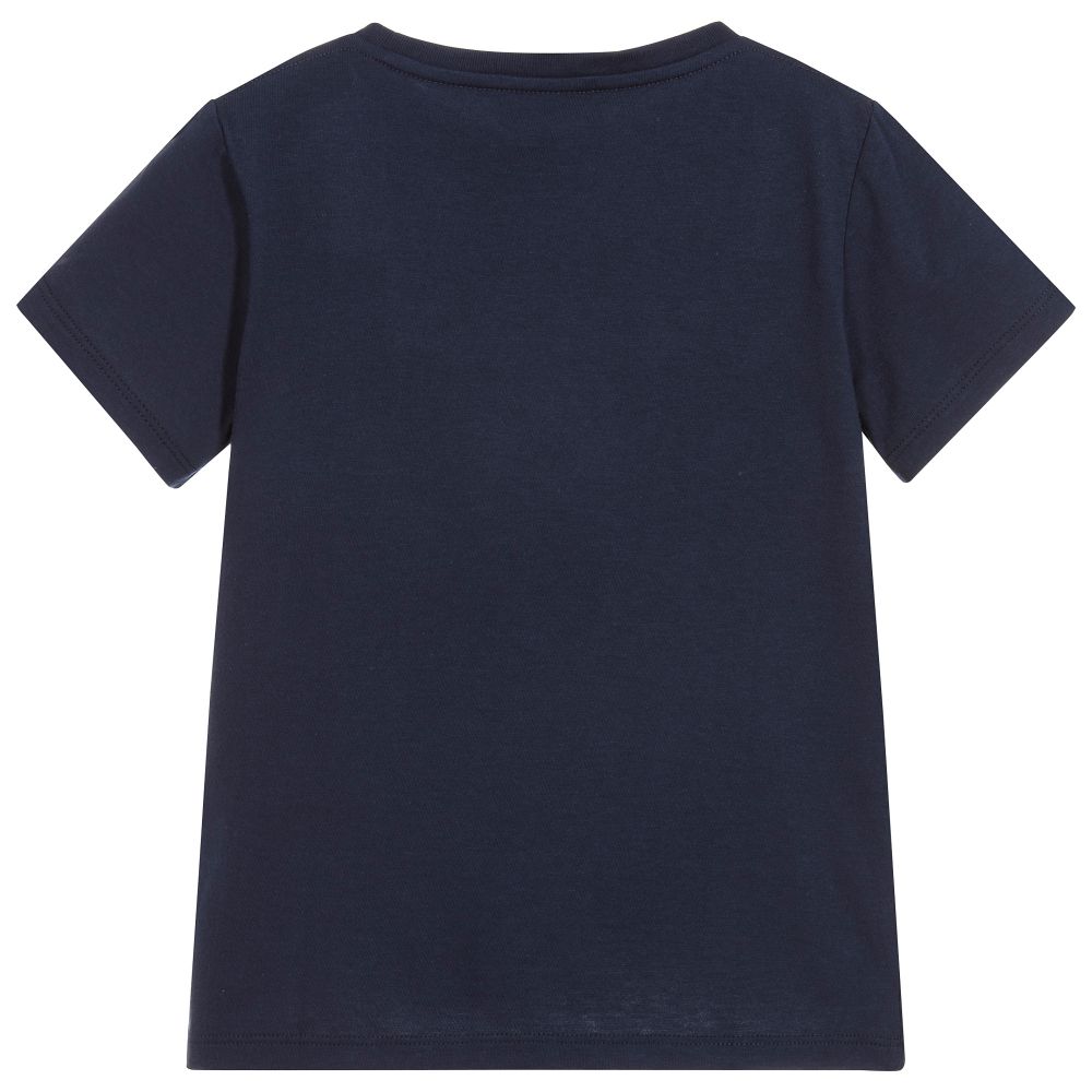 Boys Blue Logo Cotton T-shirt