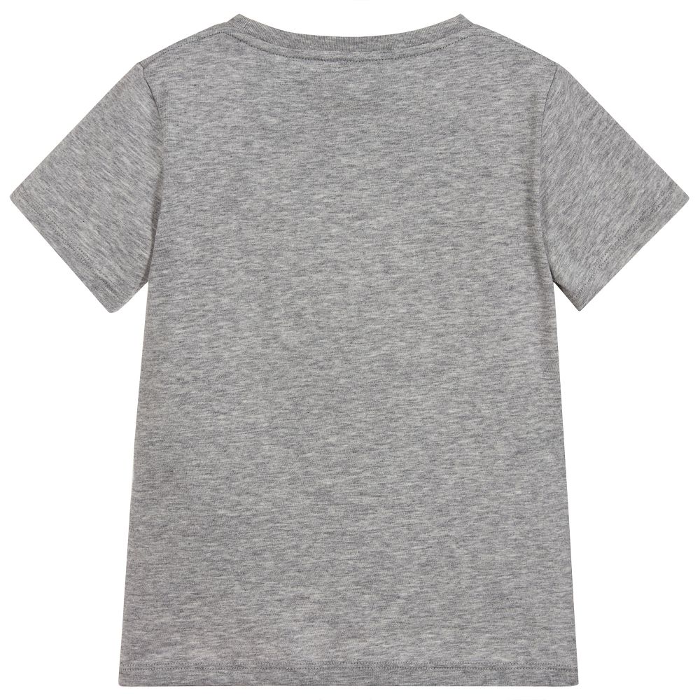 Boys Grey Logo Cotton T-shirt