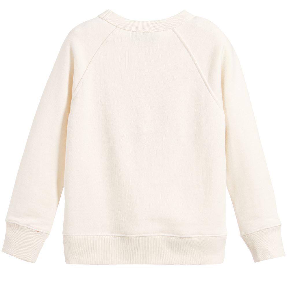 Boys & Girls White Logo Cotton Sweatshirt