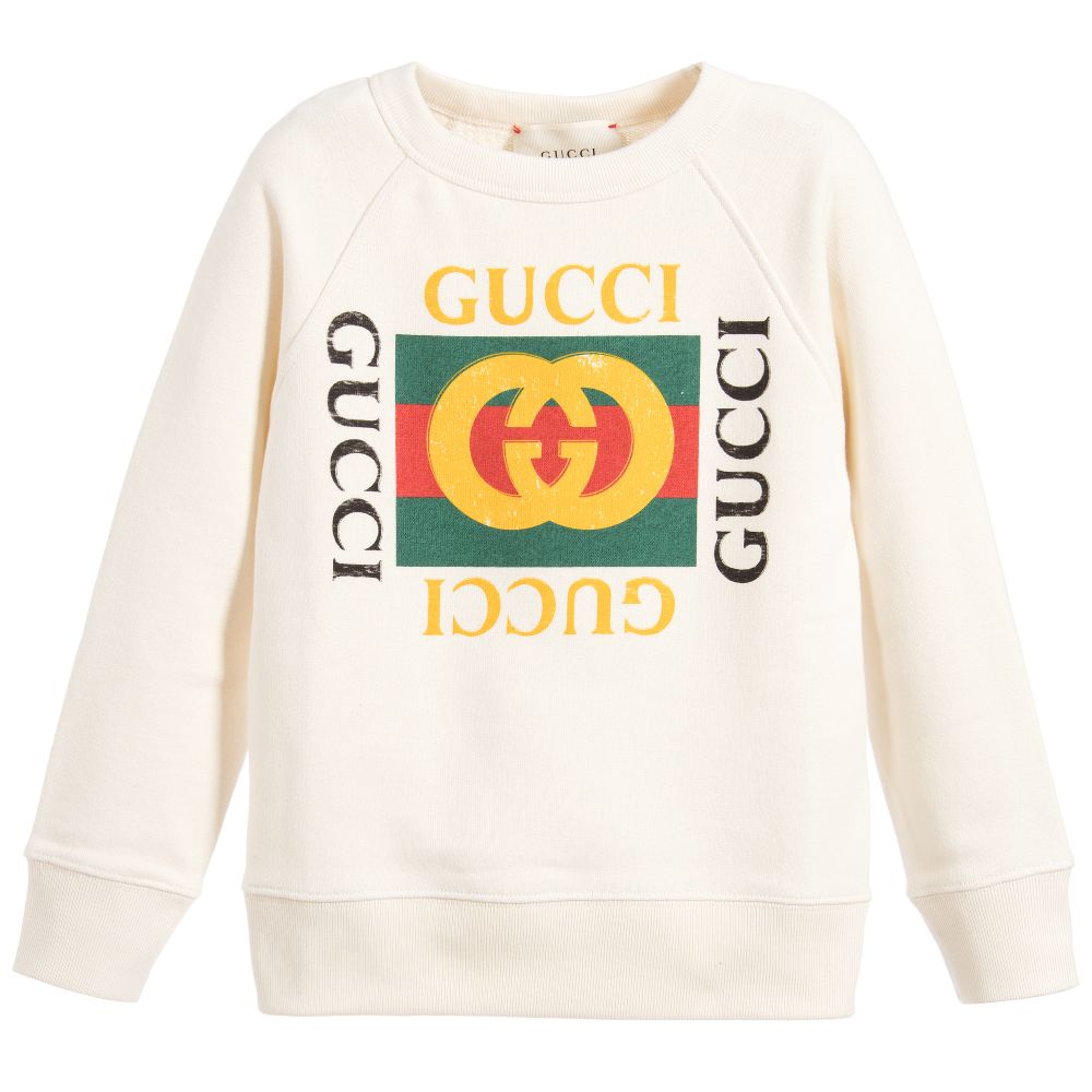 Boys & Girls White Logo Cotton Sweatshirt