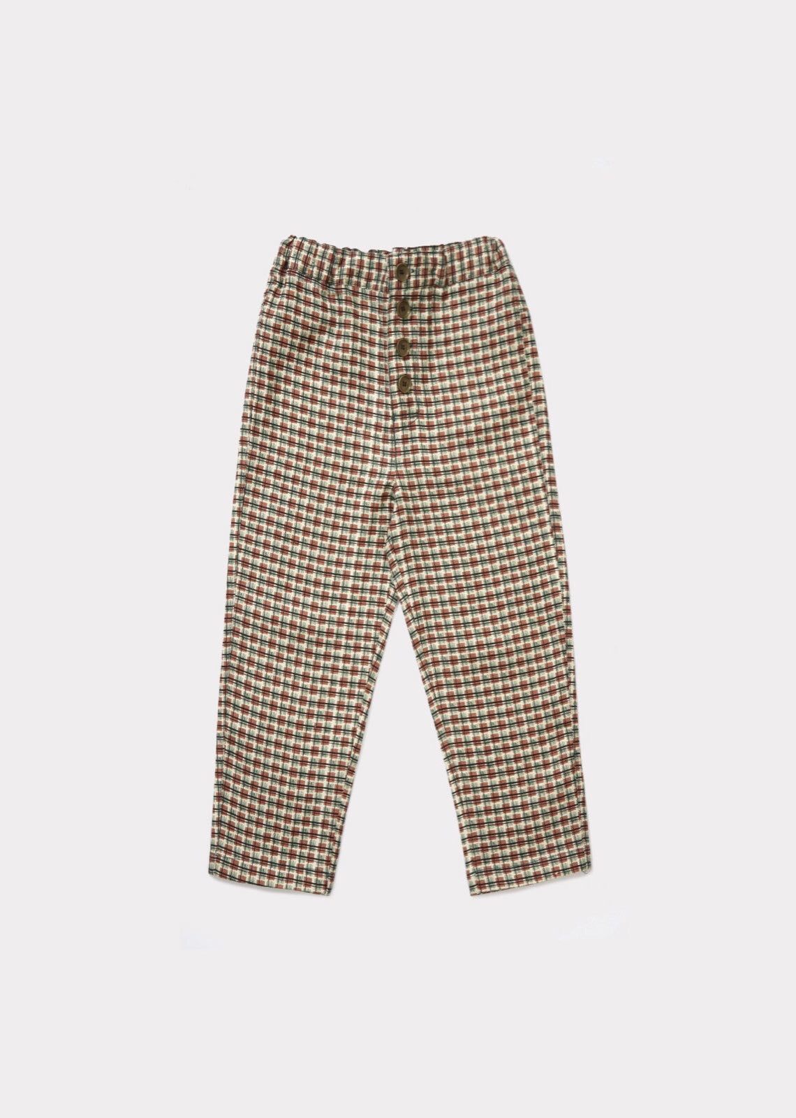 Boys Green Checked Trousers