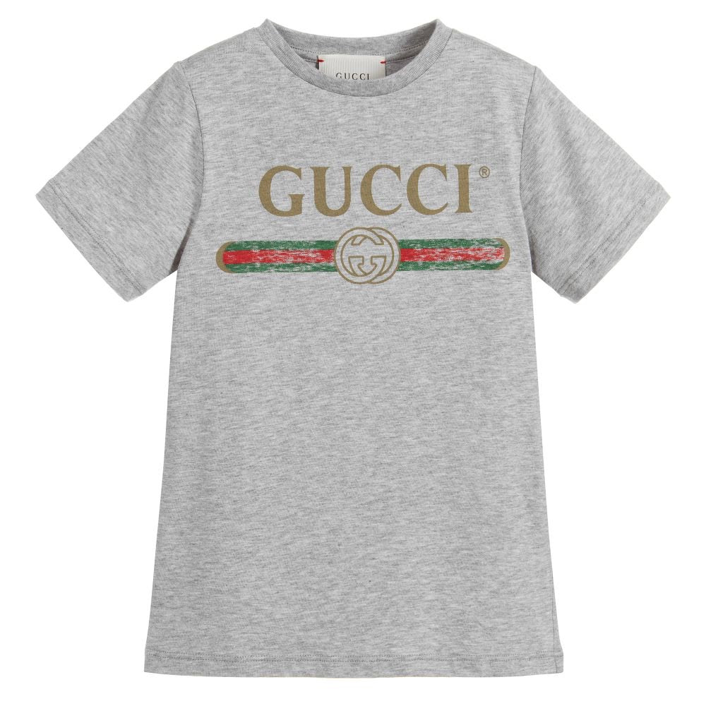 Boys Grey Logo Cotton T-shirt