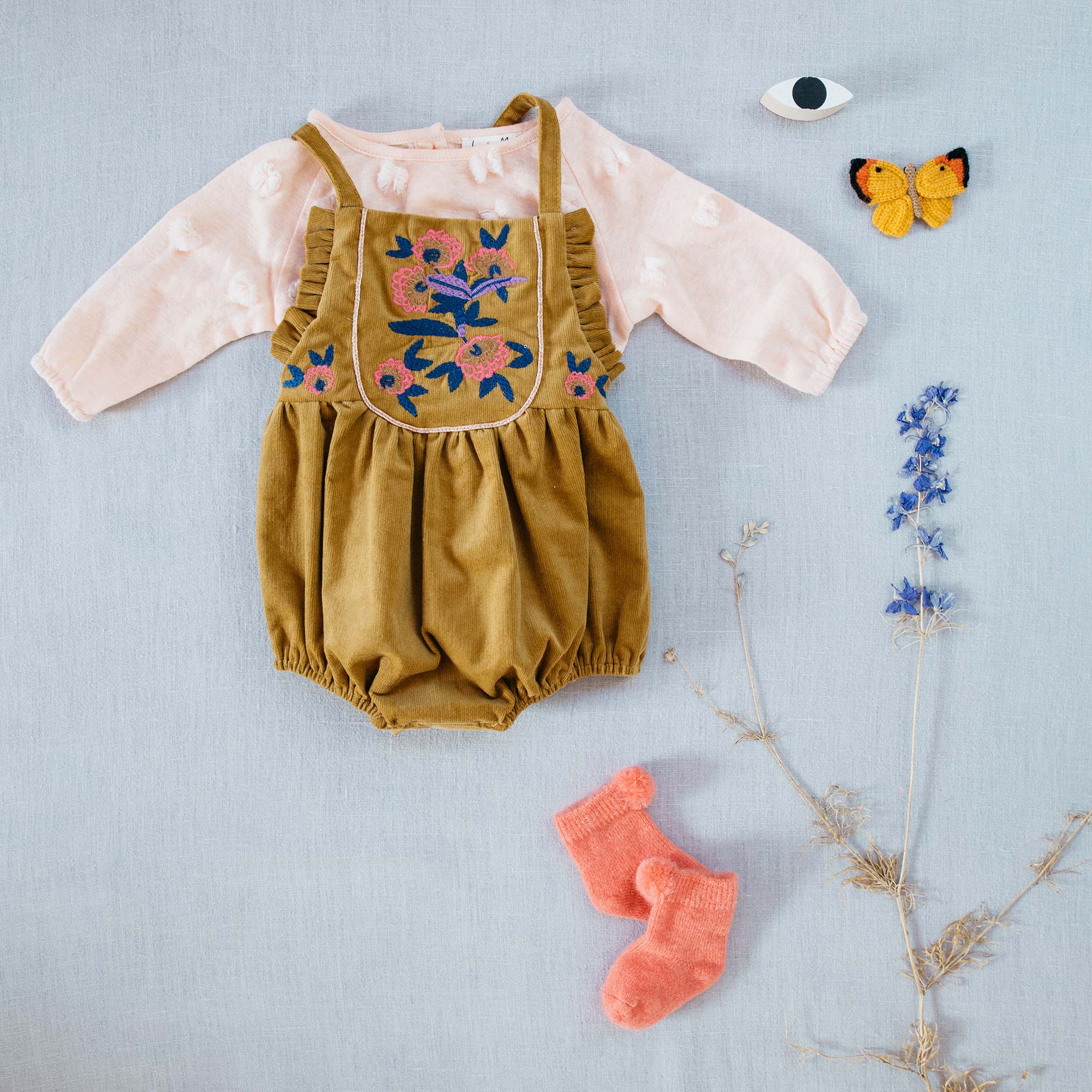 Baby Ginger Yellow Cotton Overalls