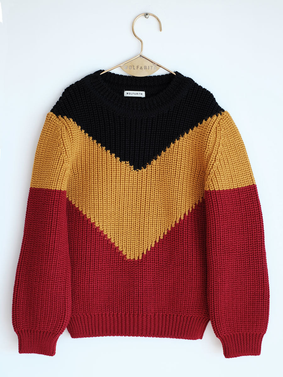 Boys Black & Red Wool Sweater