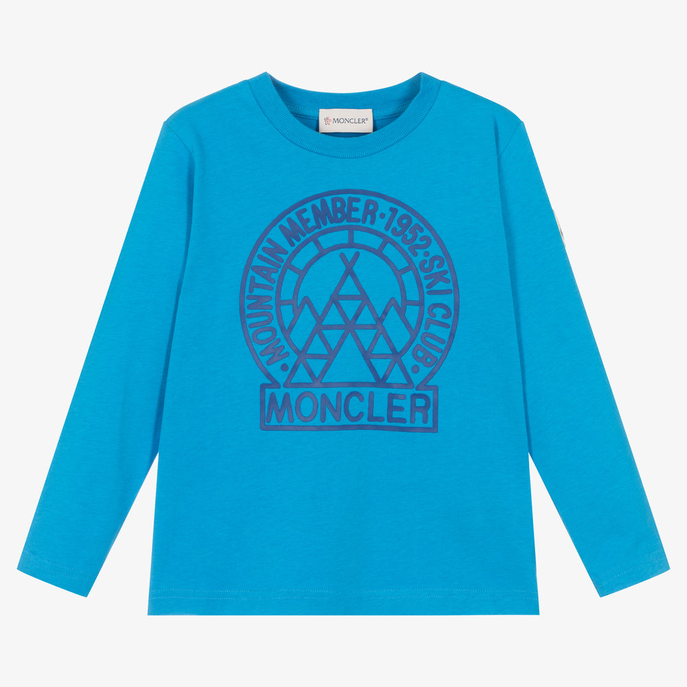 Boys Blue Logo Cotton T-Shirt