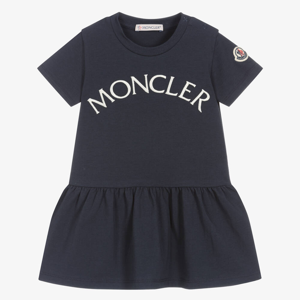 Baby Girls Navy Logo Cotton Dress