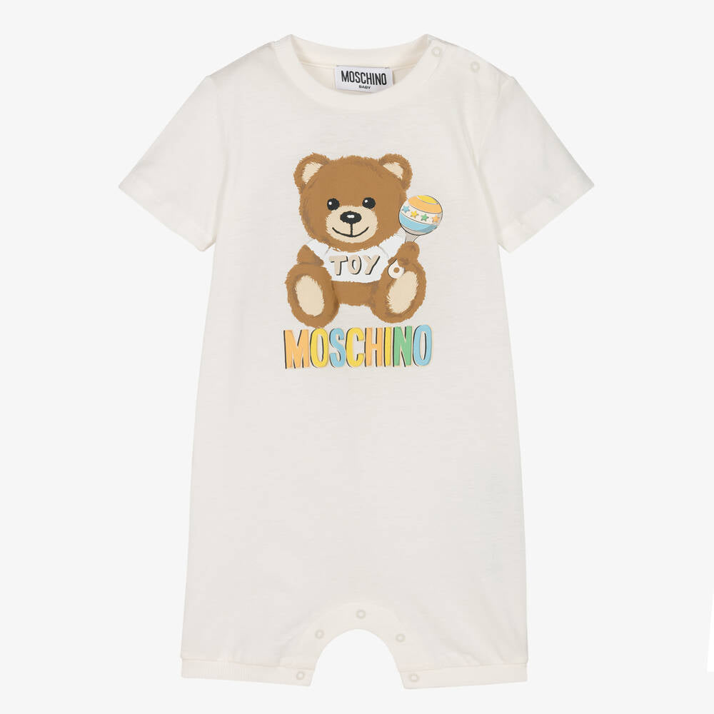 Baby Boys & Girls White Cotton Babysuit