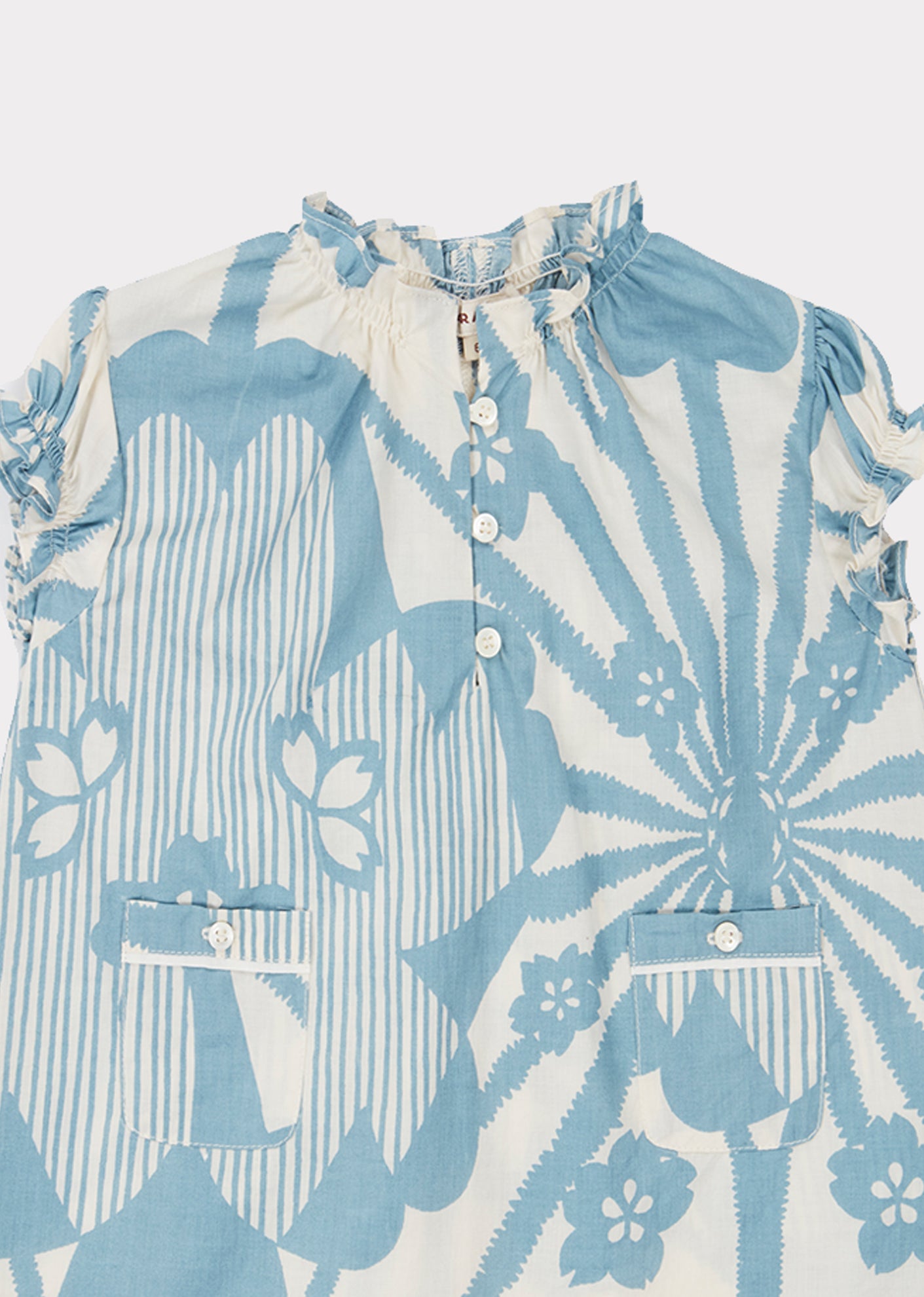 Robe en coton imprimé fleurs bleues pour petites filles