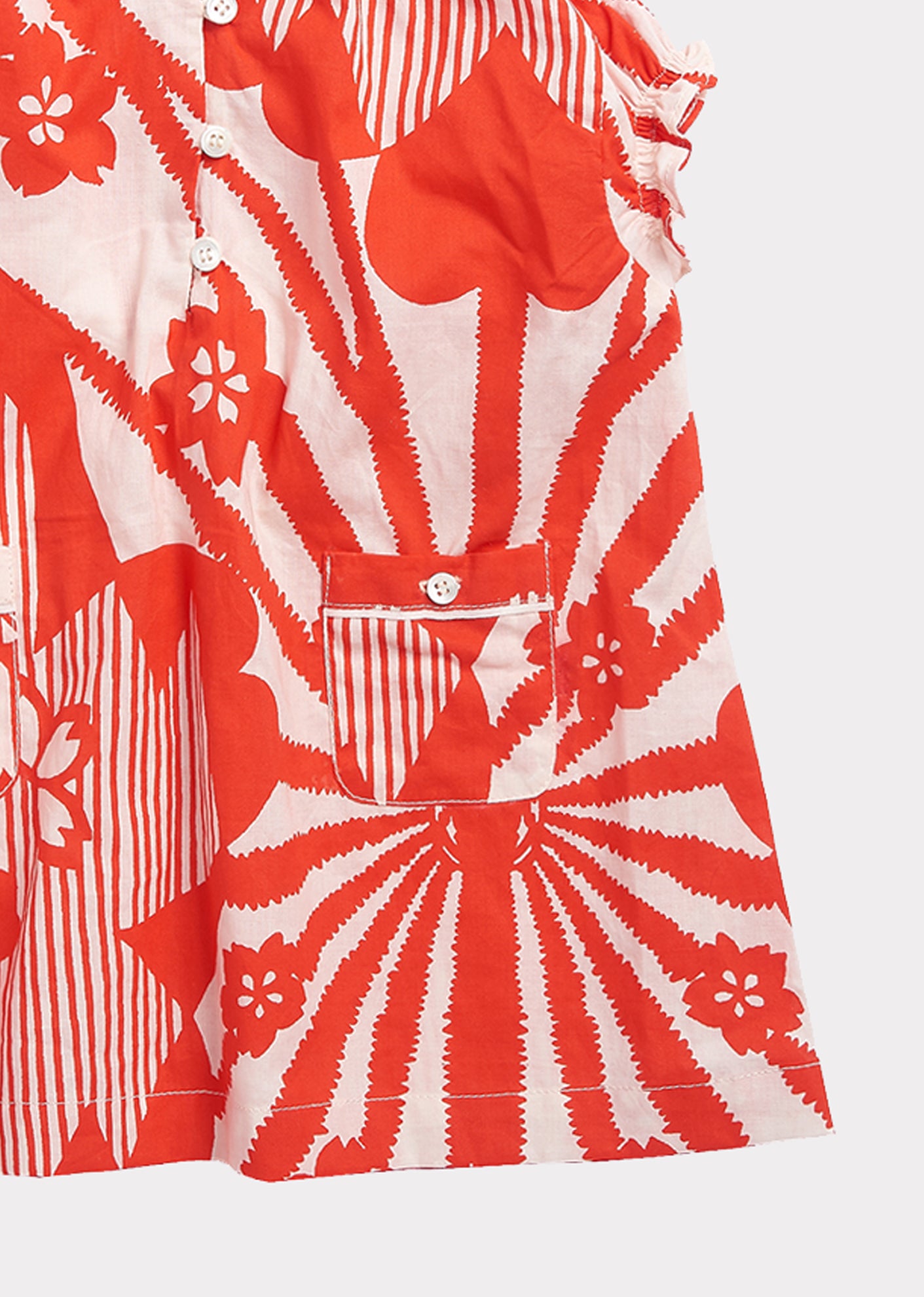 Robe en coton à imprimé fleurs rouges pour bébés filles