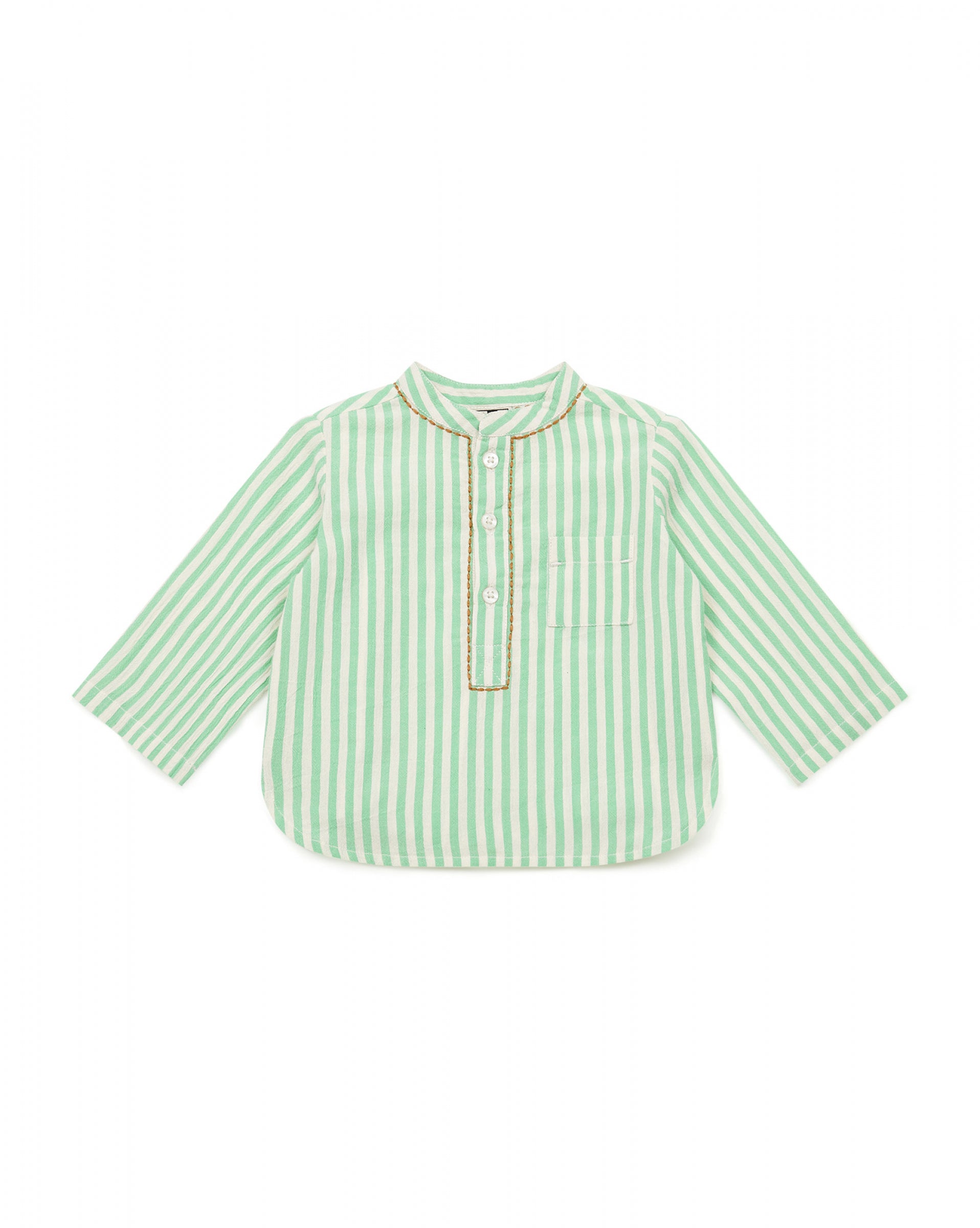 Baby Boys Green Stripes Cotton Shirt