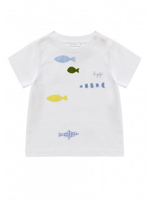 Baby Boys White Cotton T-shirt