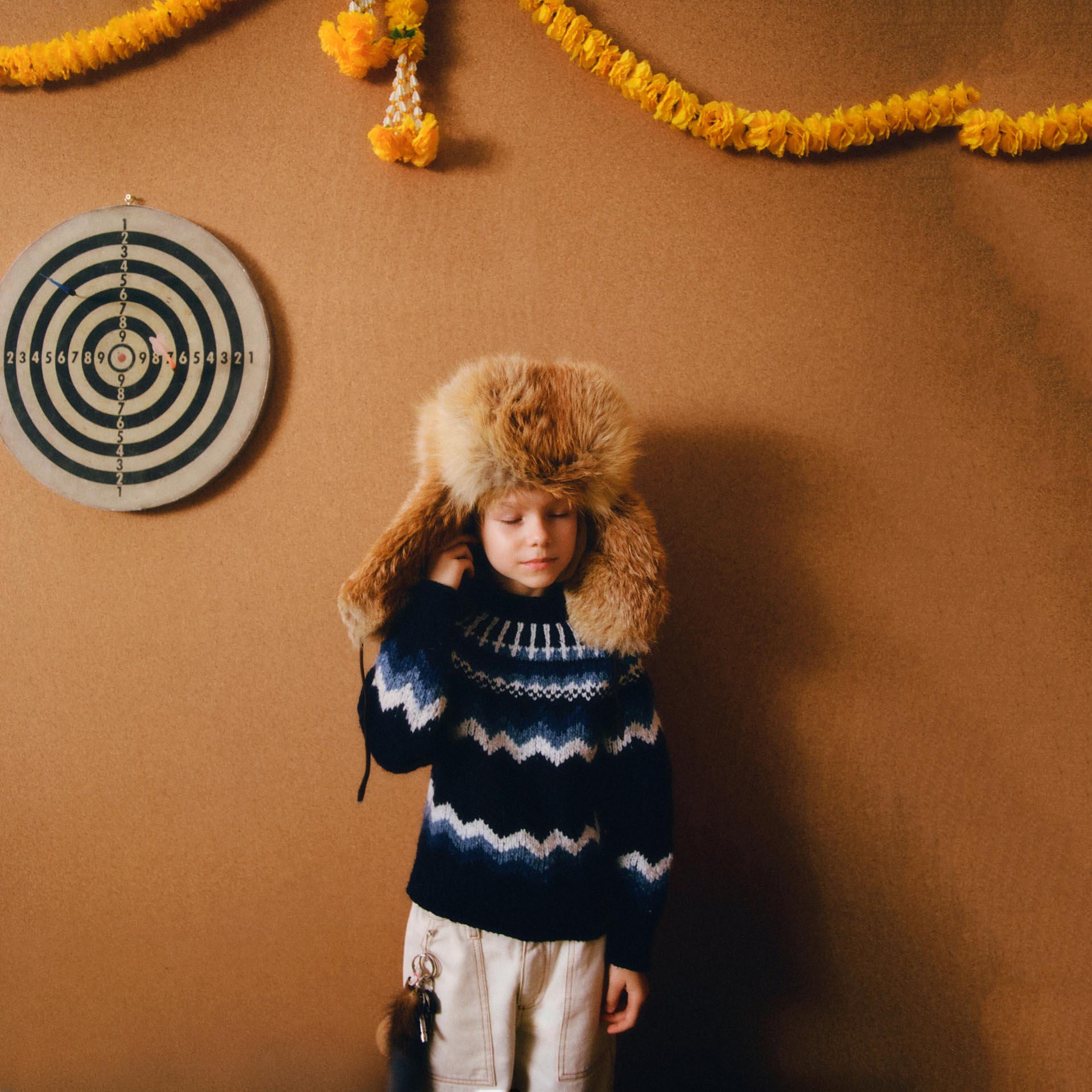 Boys & Girls Navy Jacquard Wool Sweater