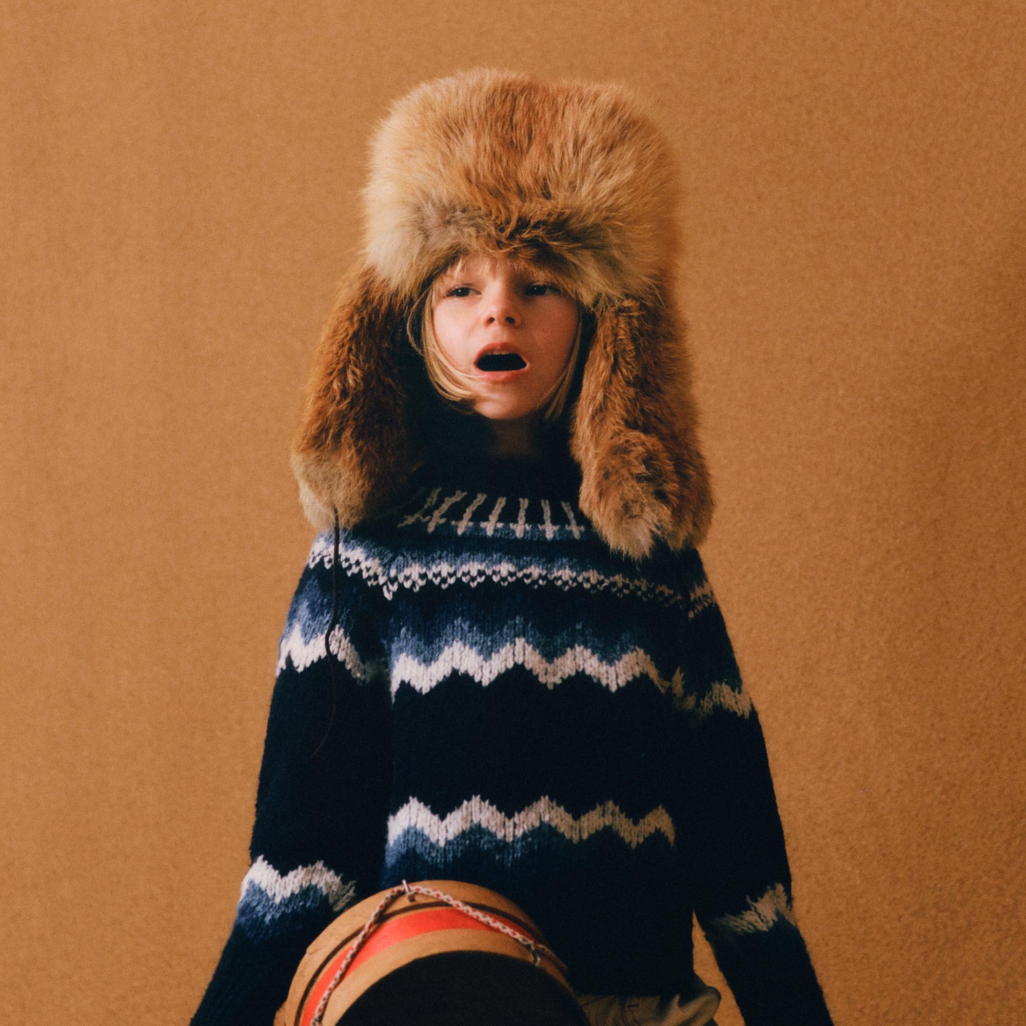 Boys & Girls Navy Jacquard Wool Sweater