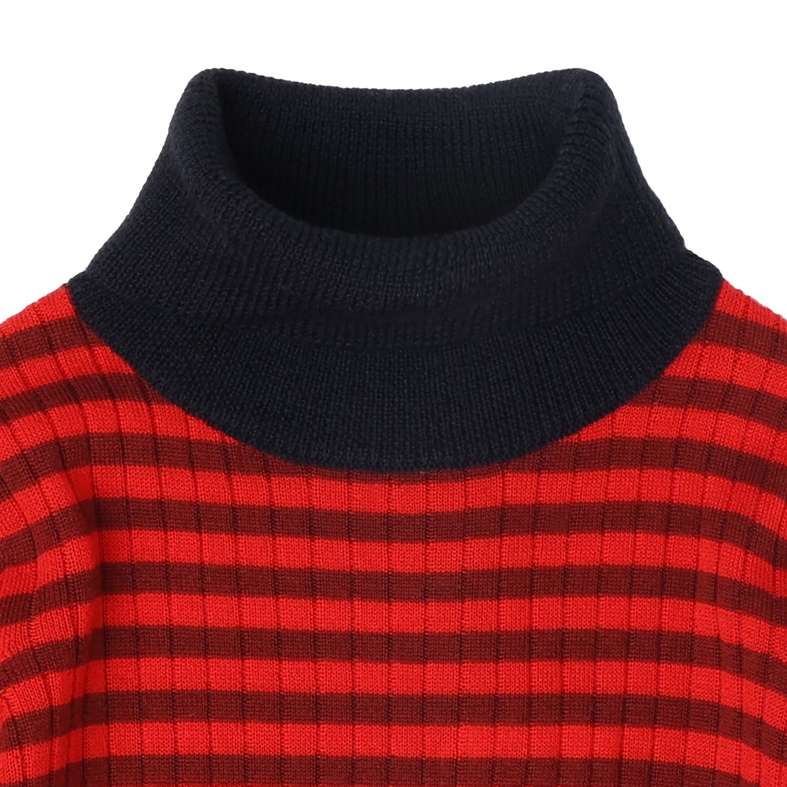 Boys & Girls Red Stripes Wool Turtleneck