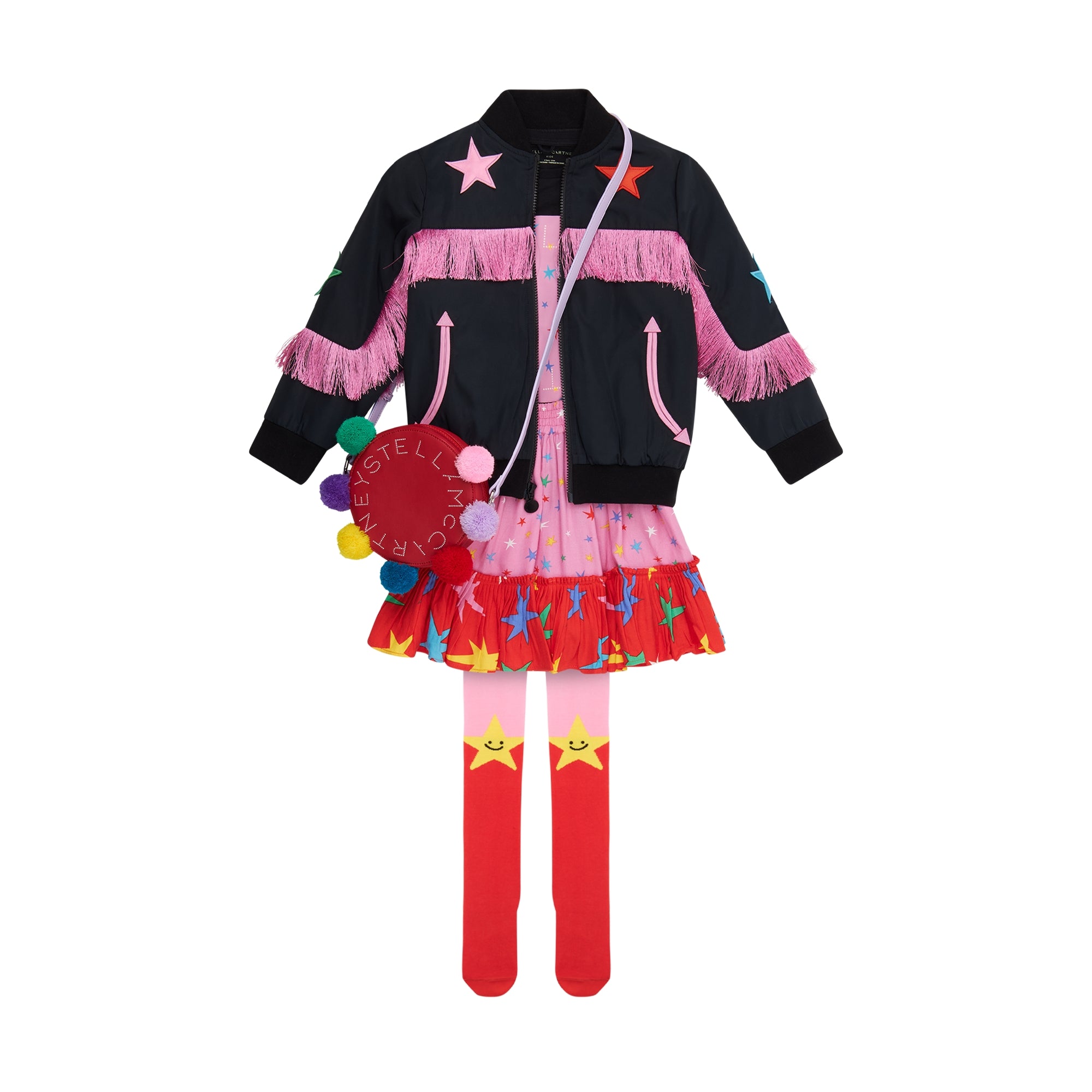 Girls Black Star Tassel Zip-Up Jacket