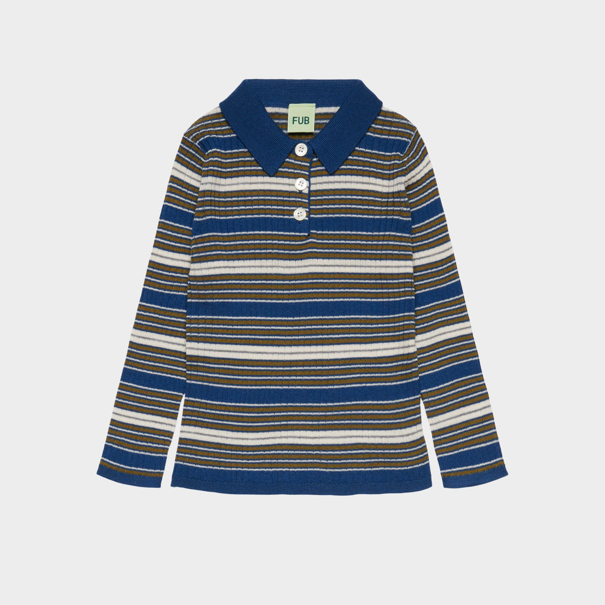 Boys & Girls Dark Blue Stripes Wool Polo Shirt
